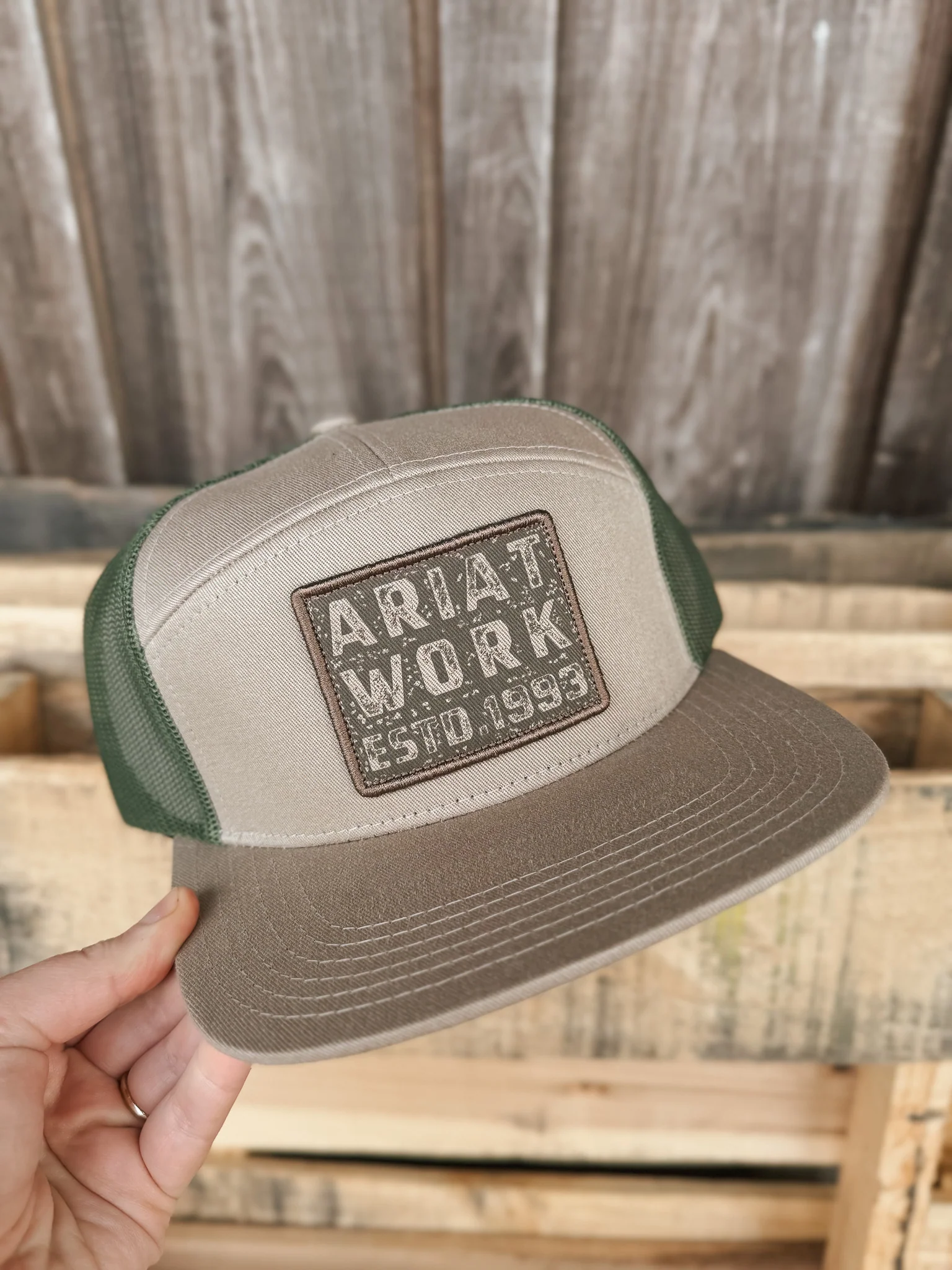 Ariat Work Tan 7 Panel Cap - Image 2