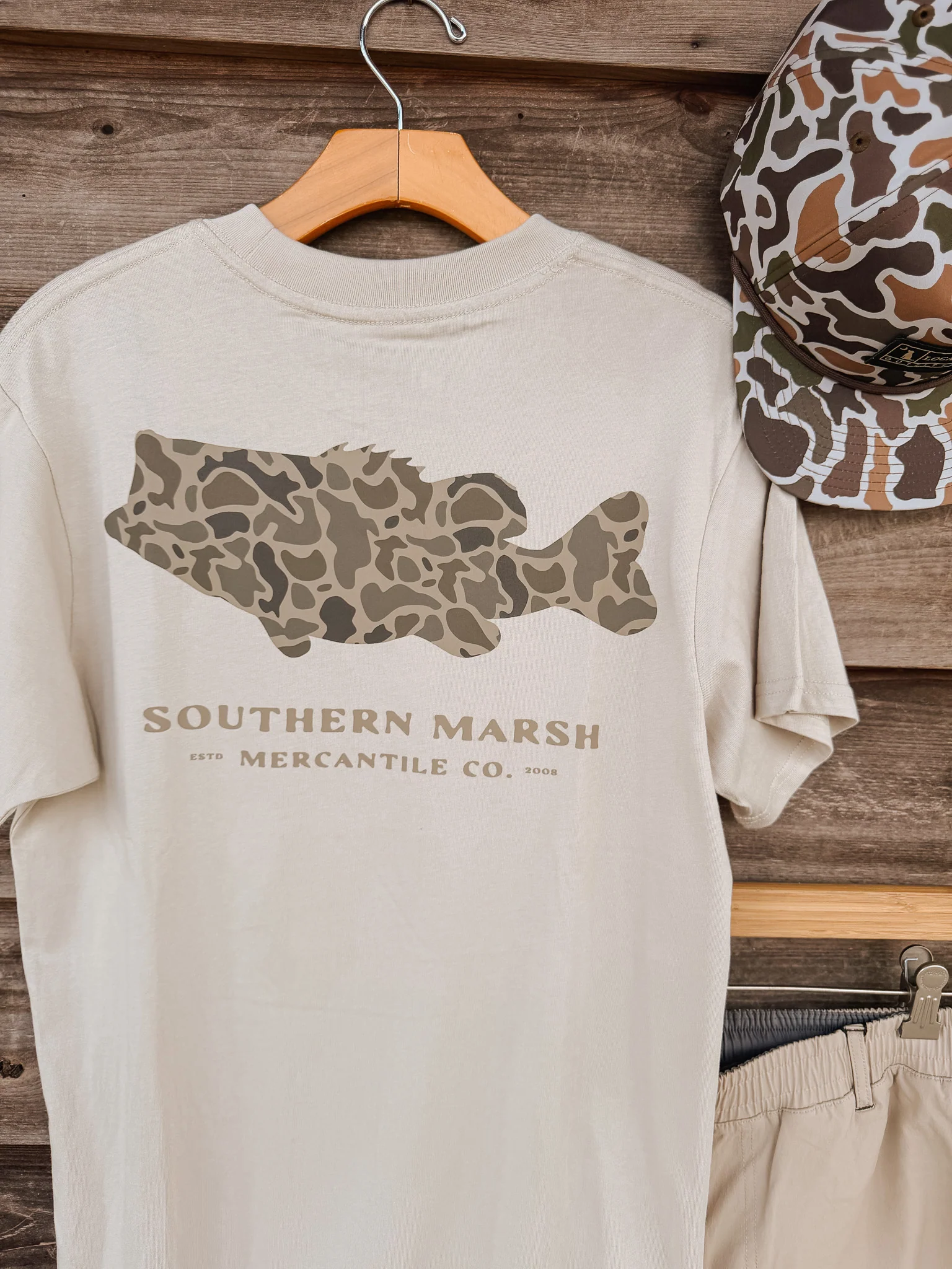 Southern Marsh Camo Bass T-Shirt in Ash Gray - Image 4