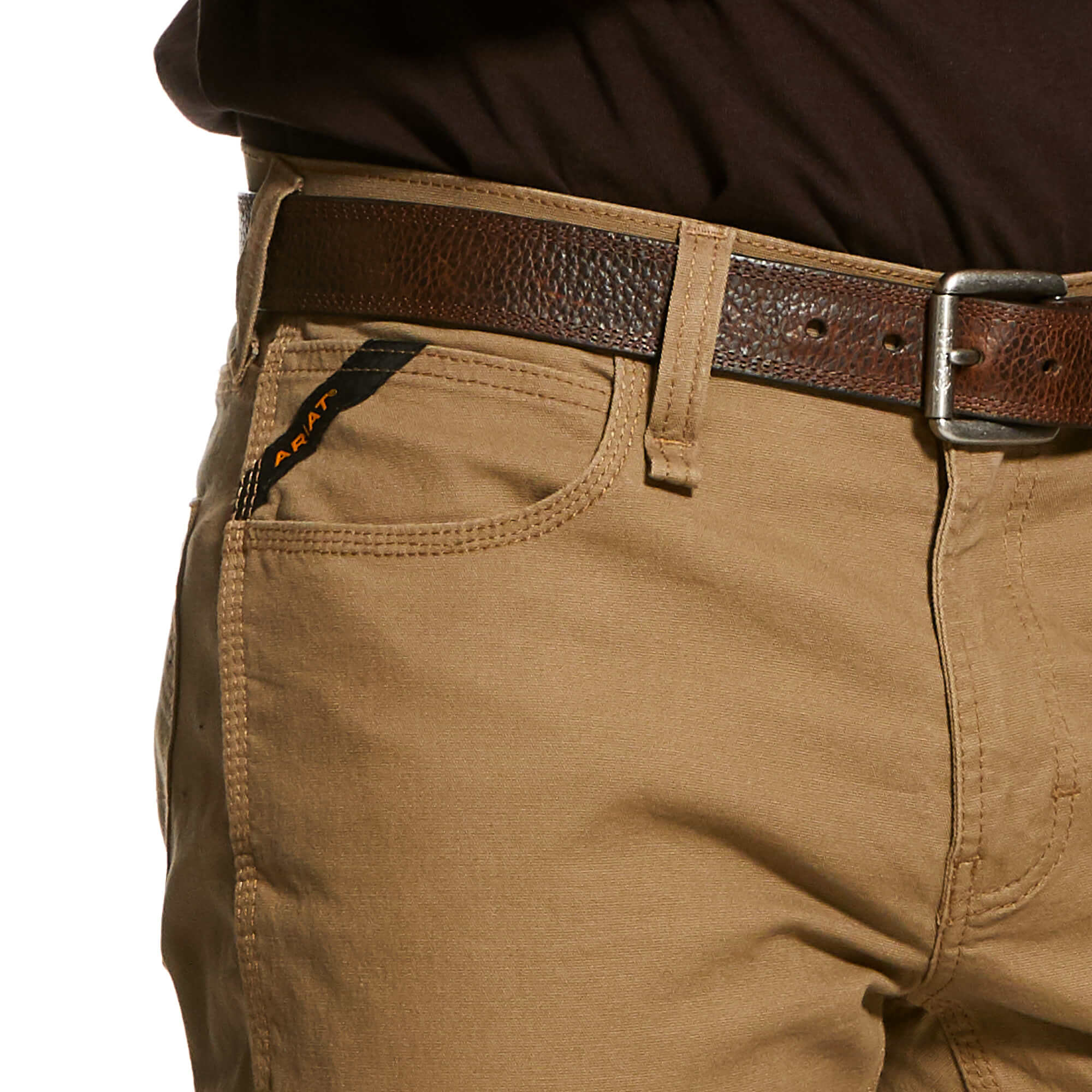 ARIAT REBAR M4 RELAXED DURASTRETCH MADE TOUGH STACKABLE STRAIGHT LEG PANT IN KHAKI - Image 4