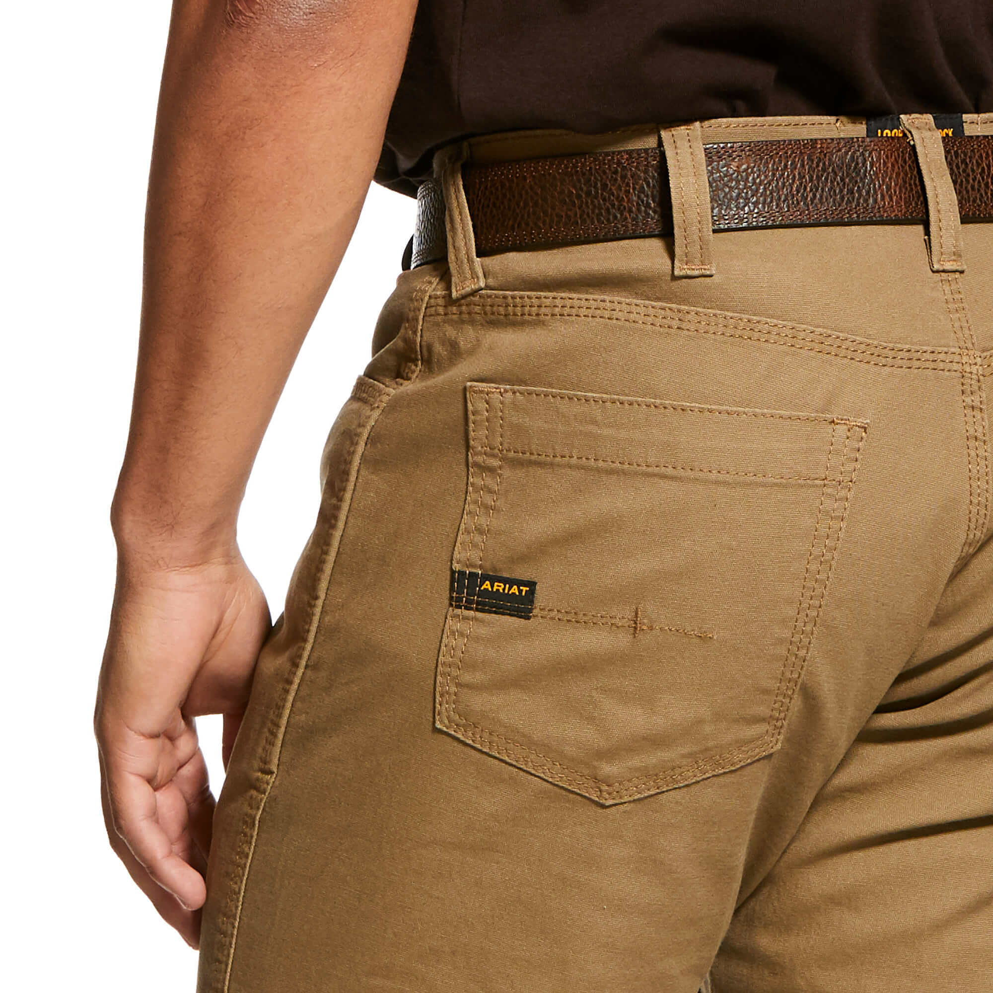 ARIAT REBAR M4 RELAXED DURASTRETCH MADE TOUGH STACKABLE STRAIGHT LEG PANT IN KHAKI - Image 5