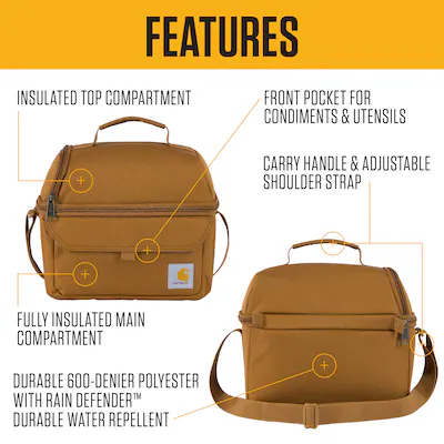 Carhartt Insulated 12 Can Lunch Cooler in Brown - Image 3