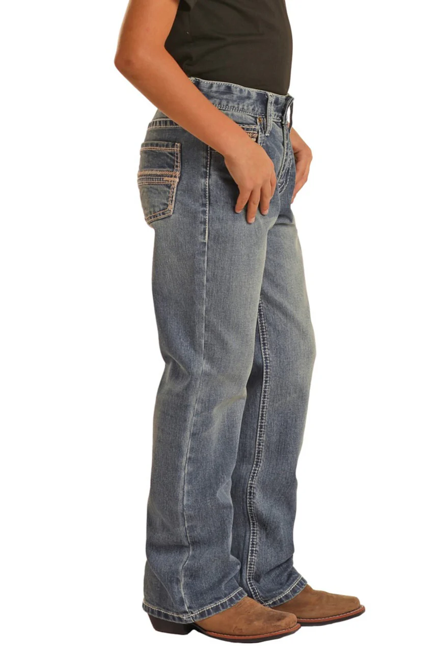 Rock & Roll Boy's Regular Fit Stretch Bootcut Jeans - Image 3
