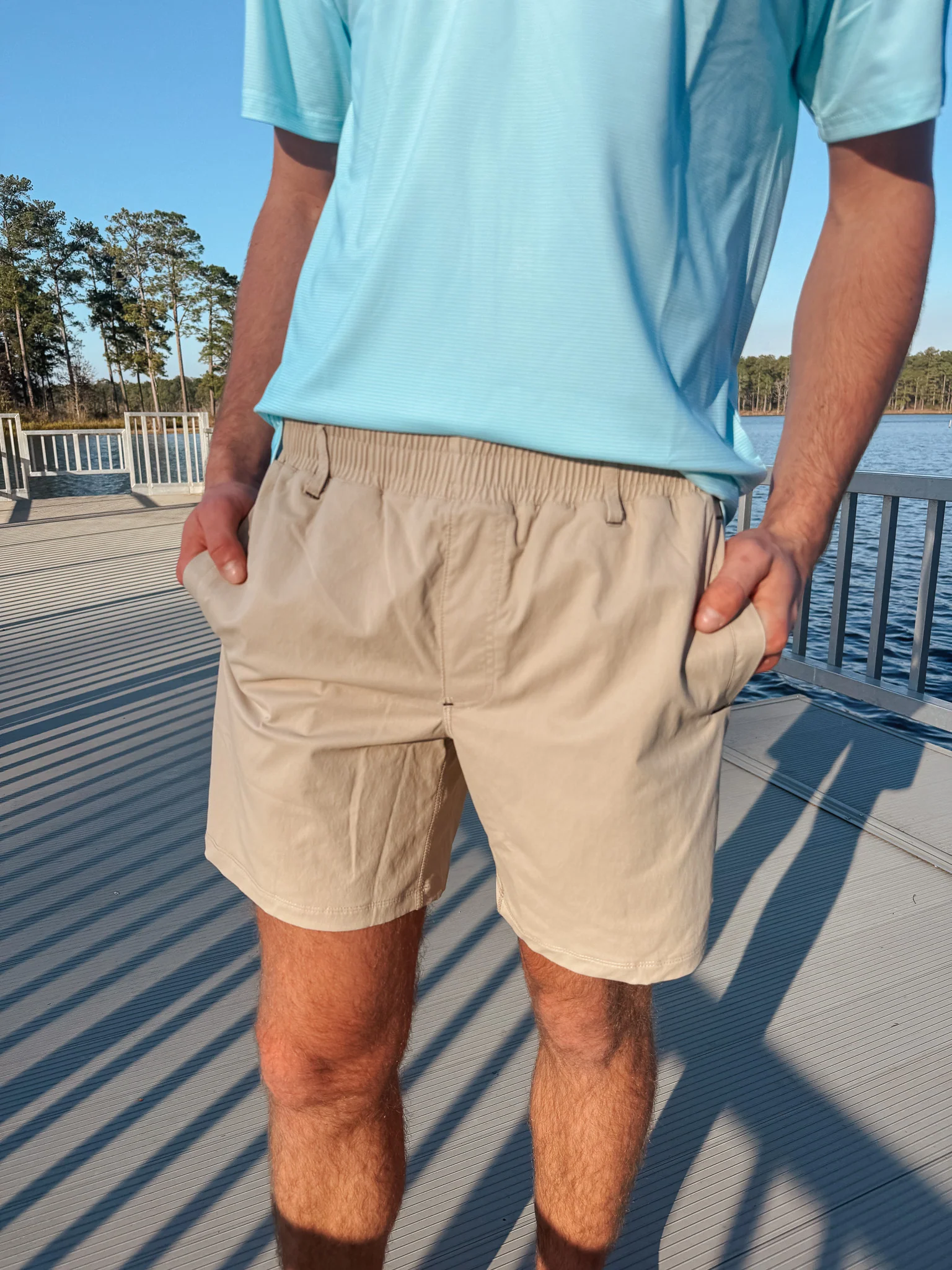 Southern Marsh Men's Billfish Lined Performance Short in Khaki - Image 3