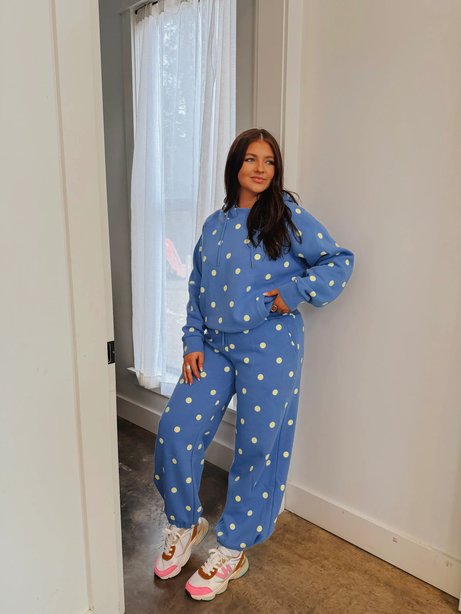 Blue & Butter Polka Dot Sweatsuit Set - Image 4