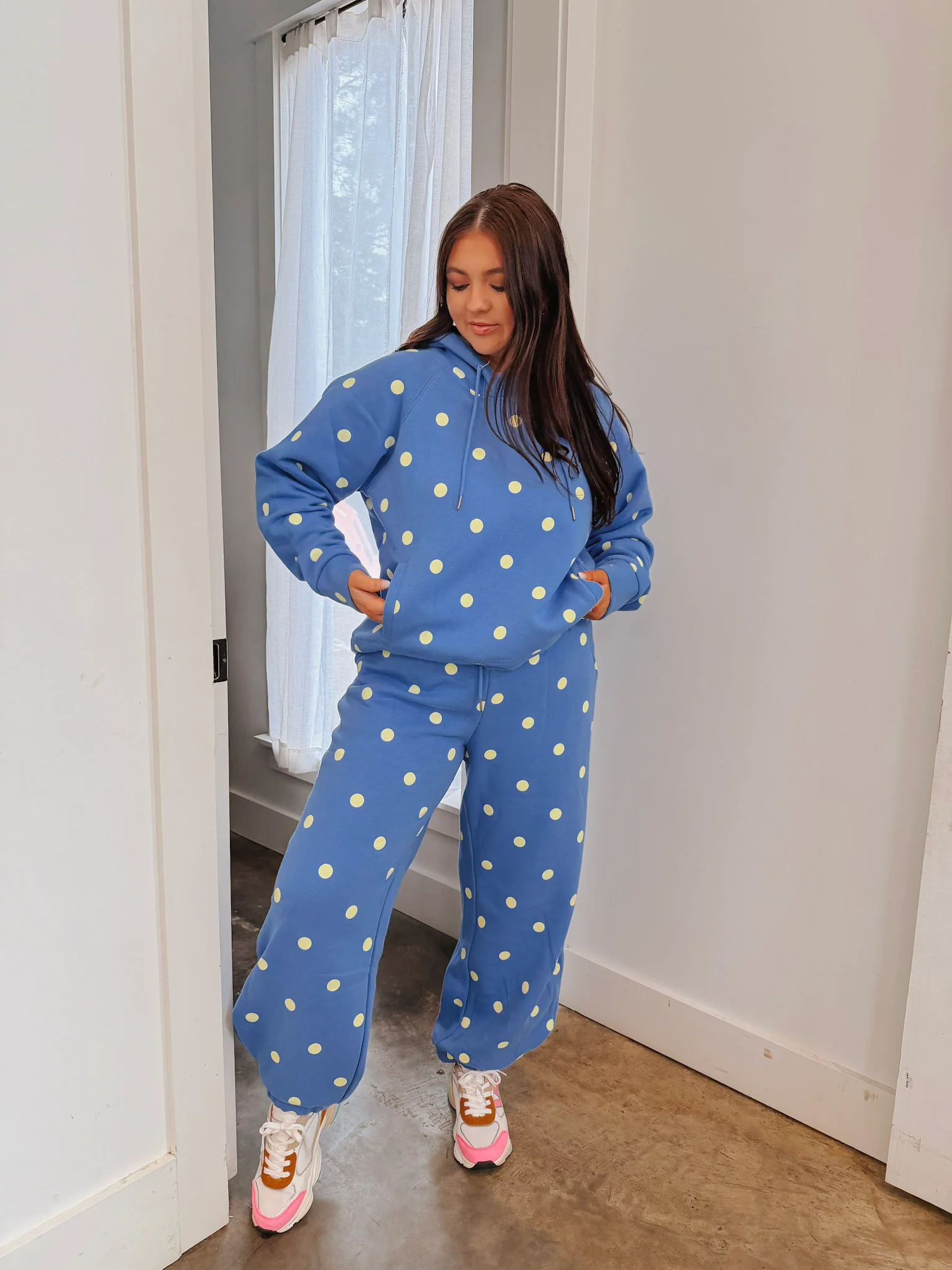 Blue & Butter Polka Dot Sweatsuit Set - Image 5