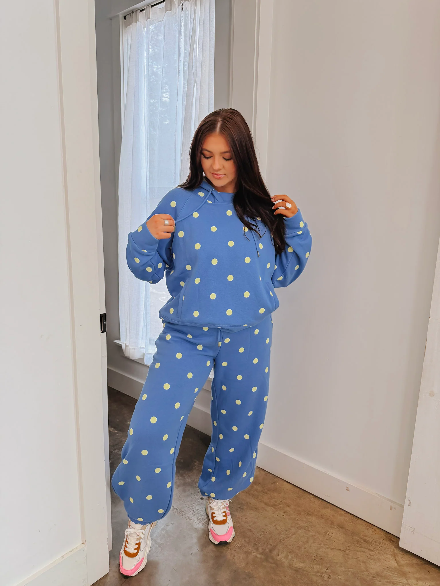 Blue & Butter Polka Dot Sweatsuit Set - Image 6
