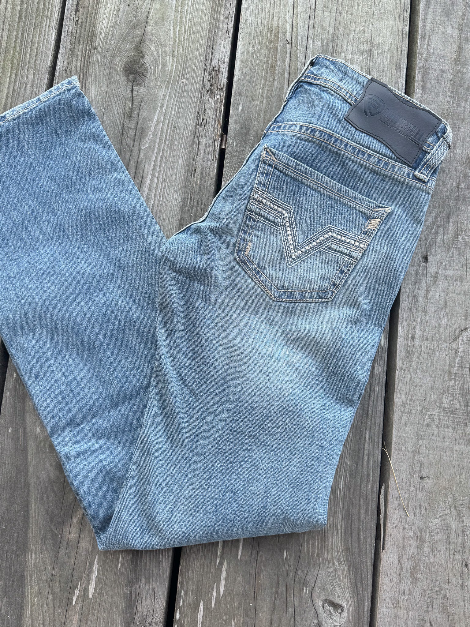 Rock & Roll Denim Men's Pistol Vintage Medium Wash Straight Jeans - Image 3