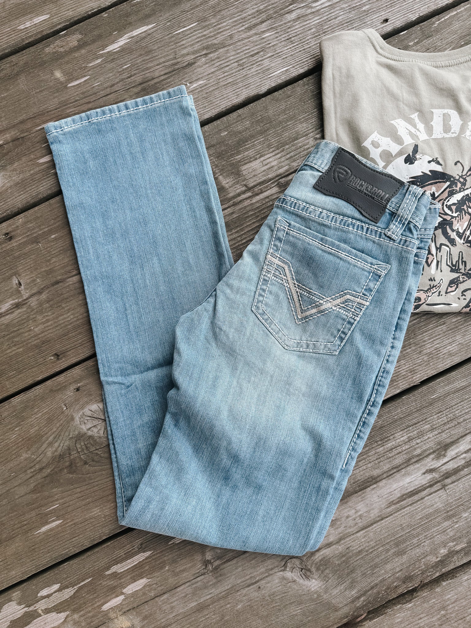 MEN’S ROCK & ROLL SLIM FIT STRAIGHT BOOT LIGHT VINTAGE JEANS - Image 2