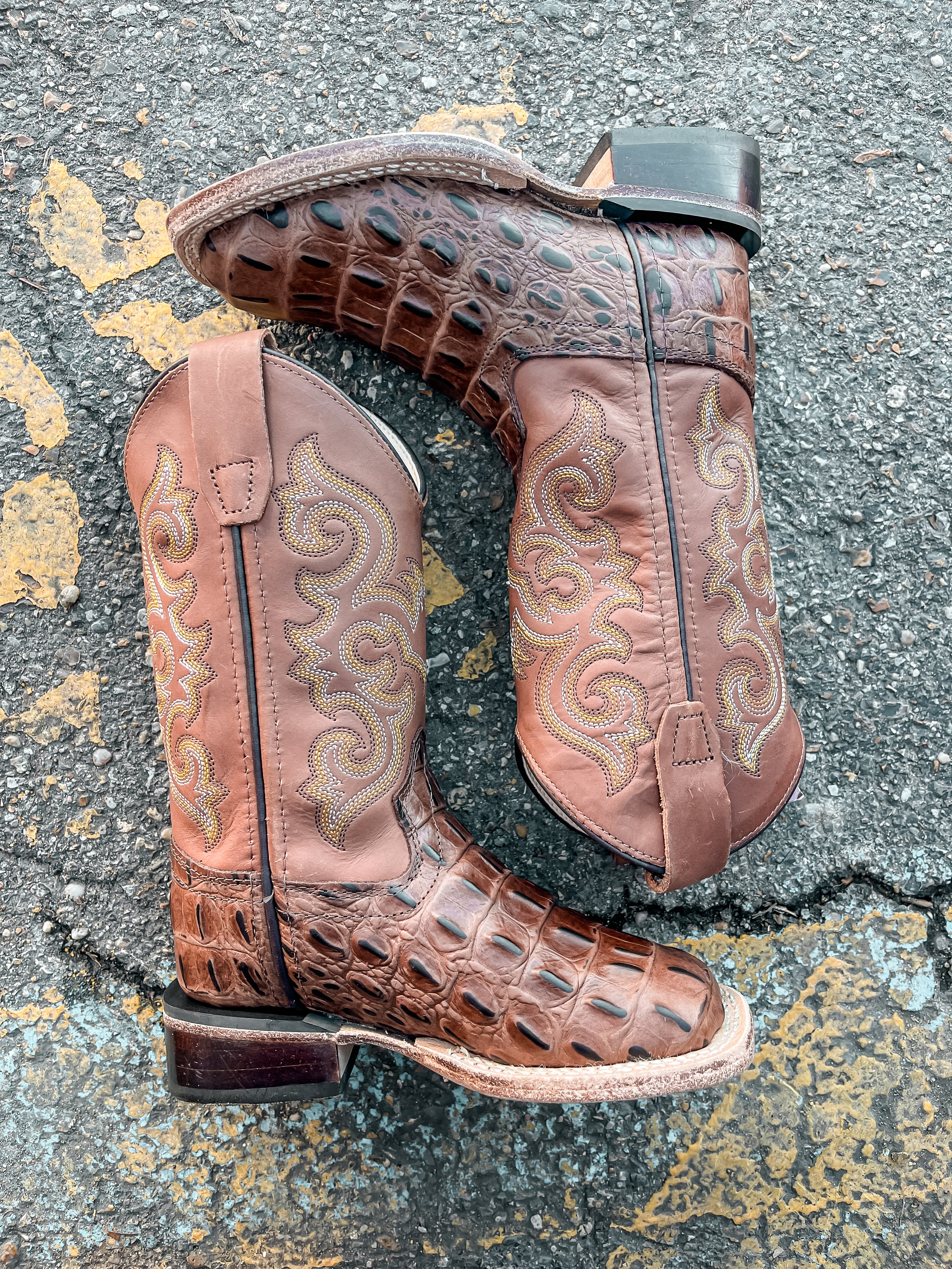 Old West Youth Square Toe Western Boots - Image 2