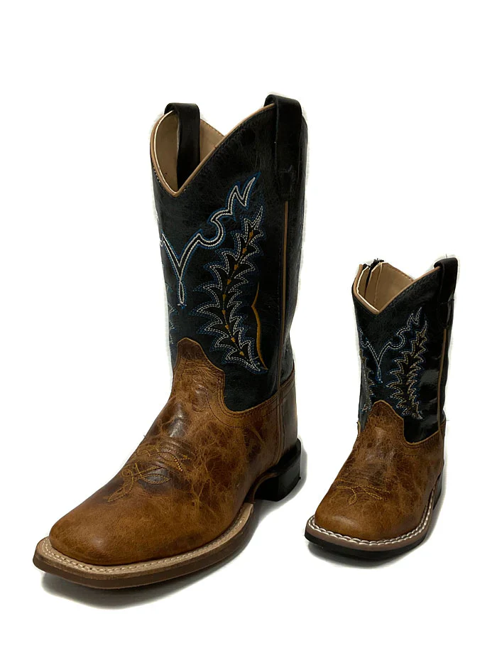Youth Old West Blue Top Square Toe Boots - Image 2