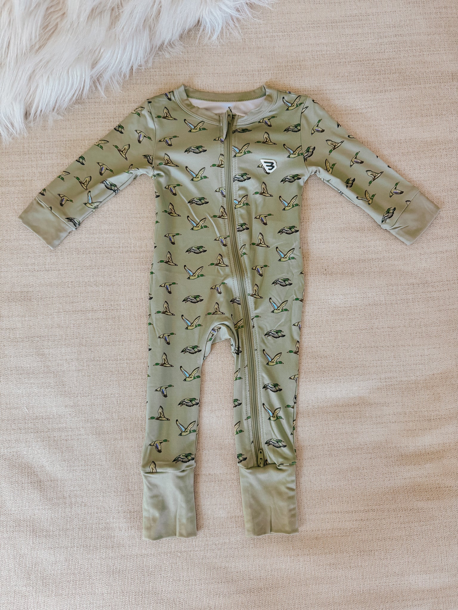 Baby Burlebo Zip Up - Flying Ducks Green - Image 2