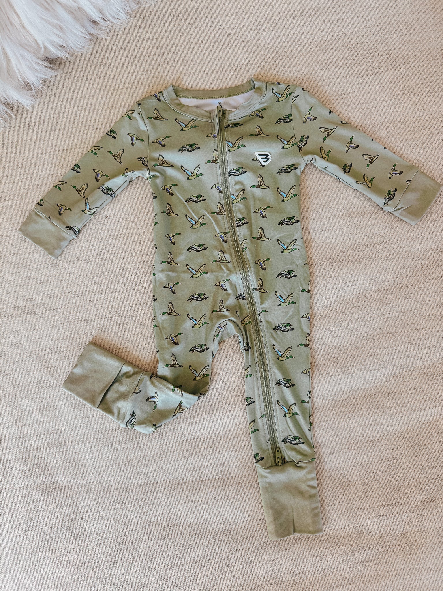 Baby Burlebo Zip Up - Flying Ducks Green - Image 4
