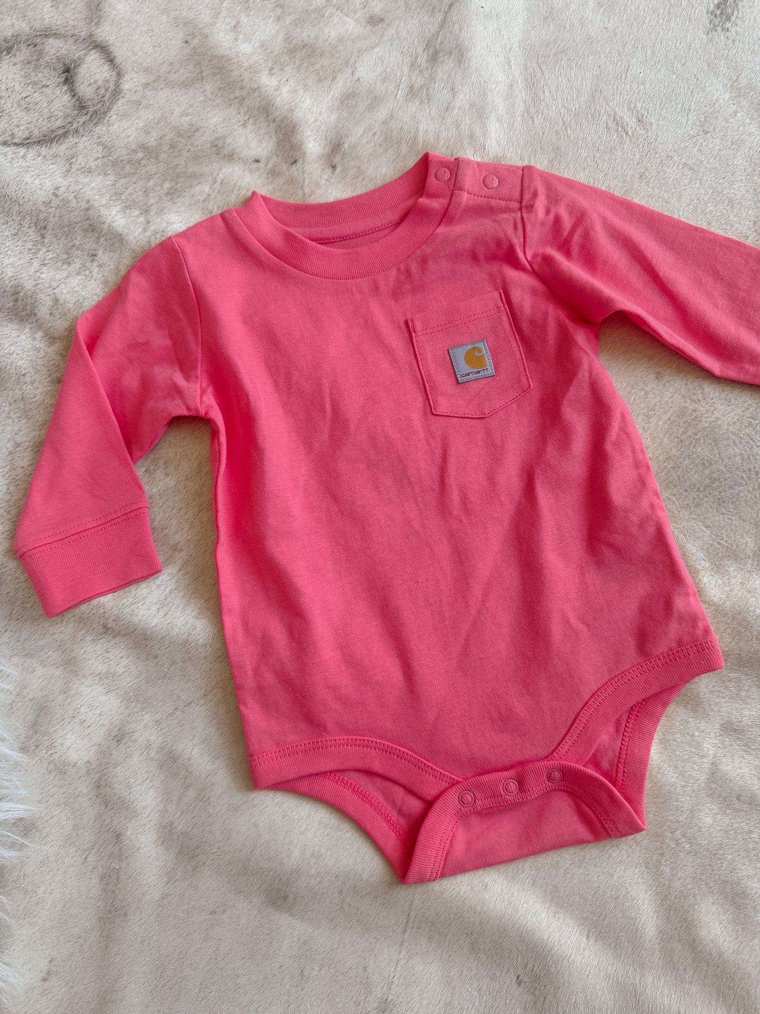 Carhartt Infant Long Sleeve Bodysuit in Pink - Image 3