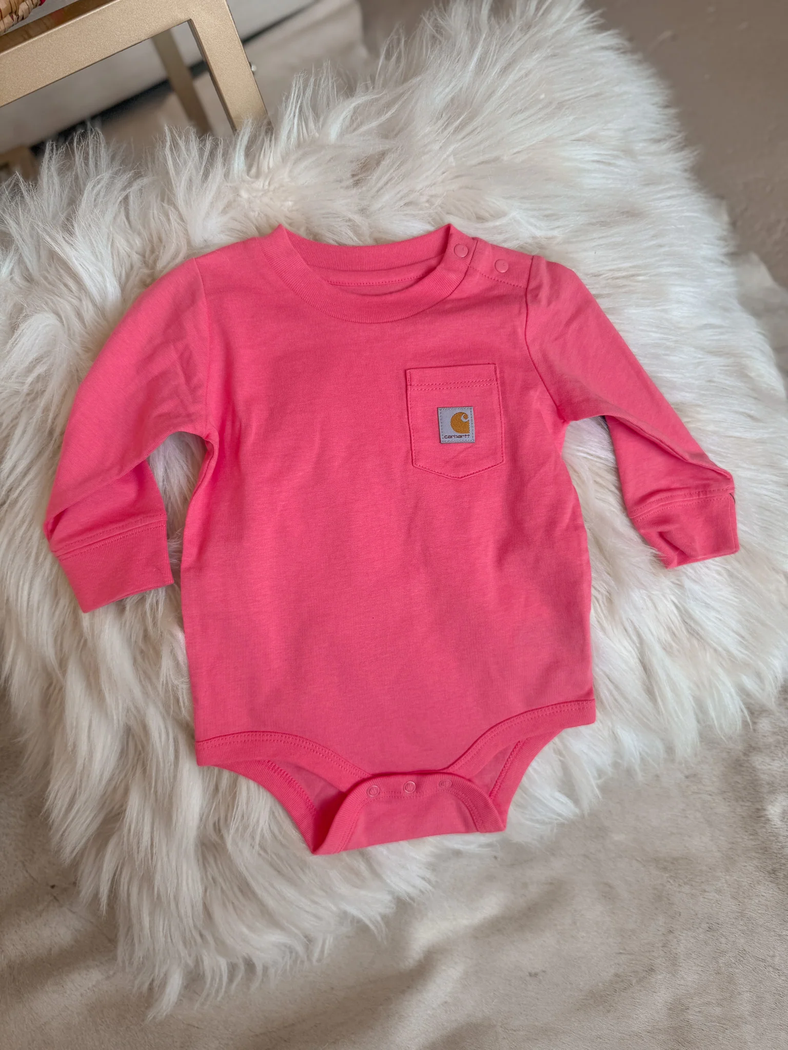 Carhartt Infant Long Sleeve Bodysuit in Pink - Image 5
