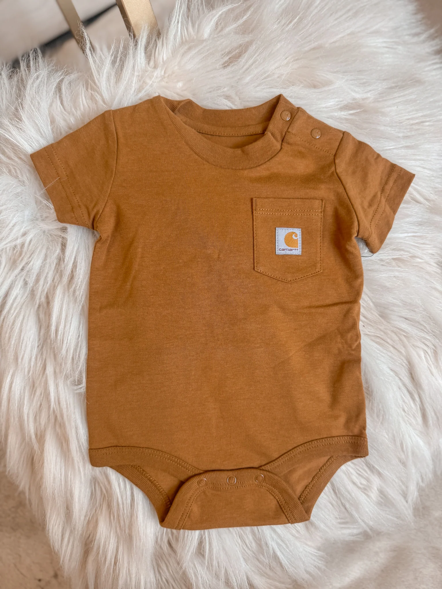 Carhartt Infant Short Sleeve Bodysuit in Brown - Image 2