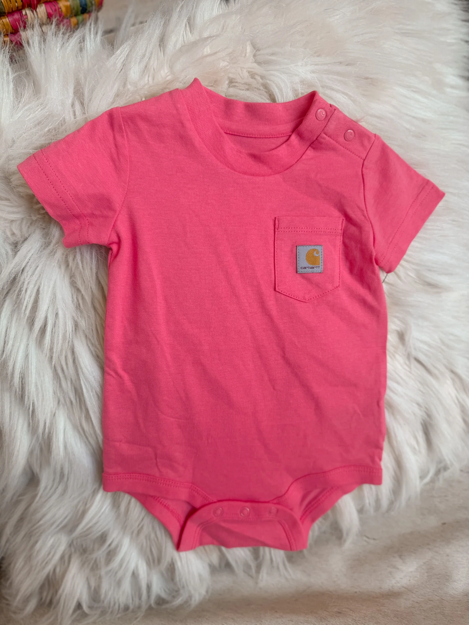 Carhartt Infant Short Sleeve Bodysuit in Pink - Image 3