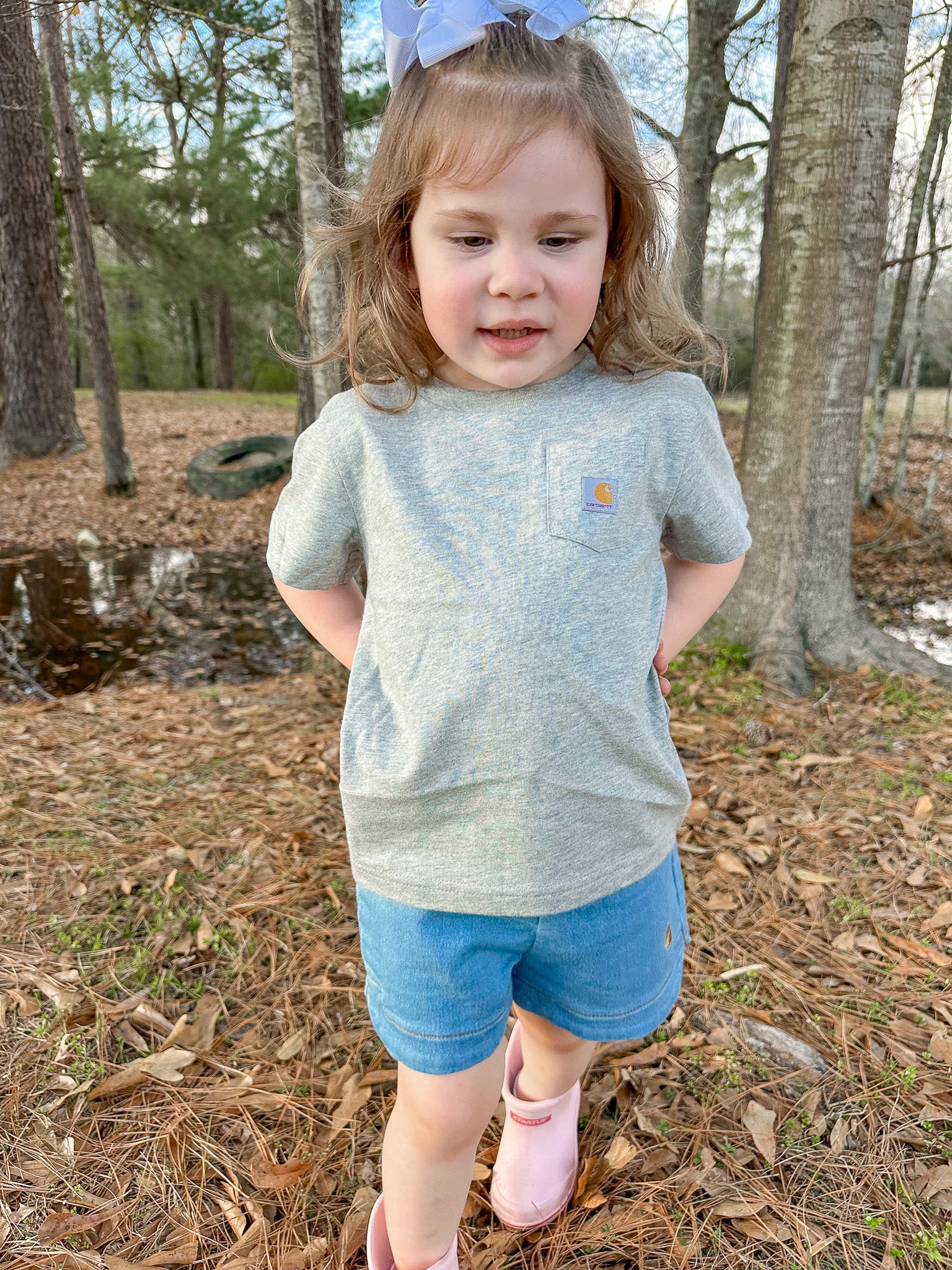 Carhartt Toddler & Kid's Pocket T-Shirt in Heather Grey - Image 6