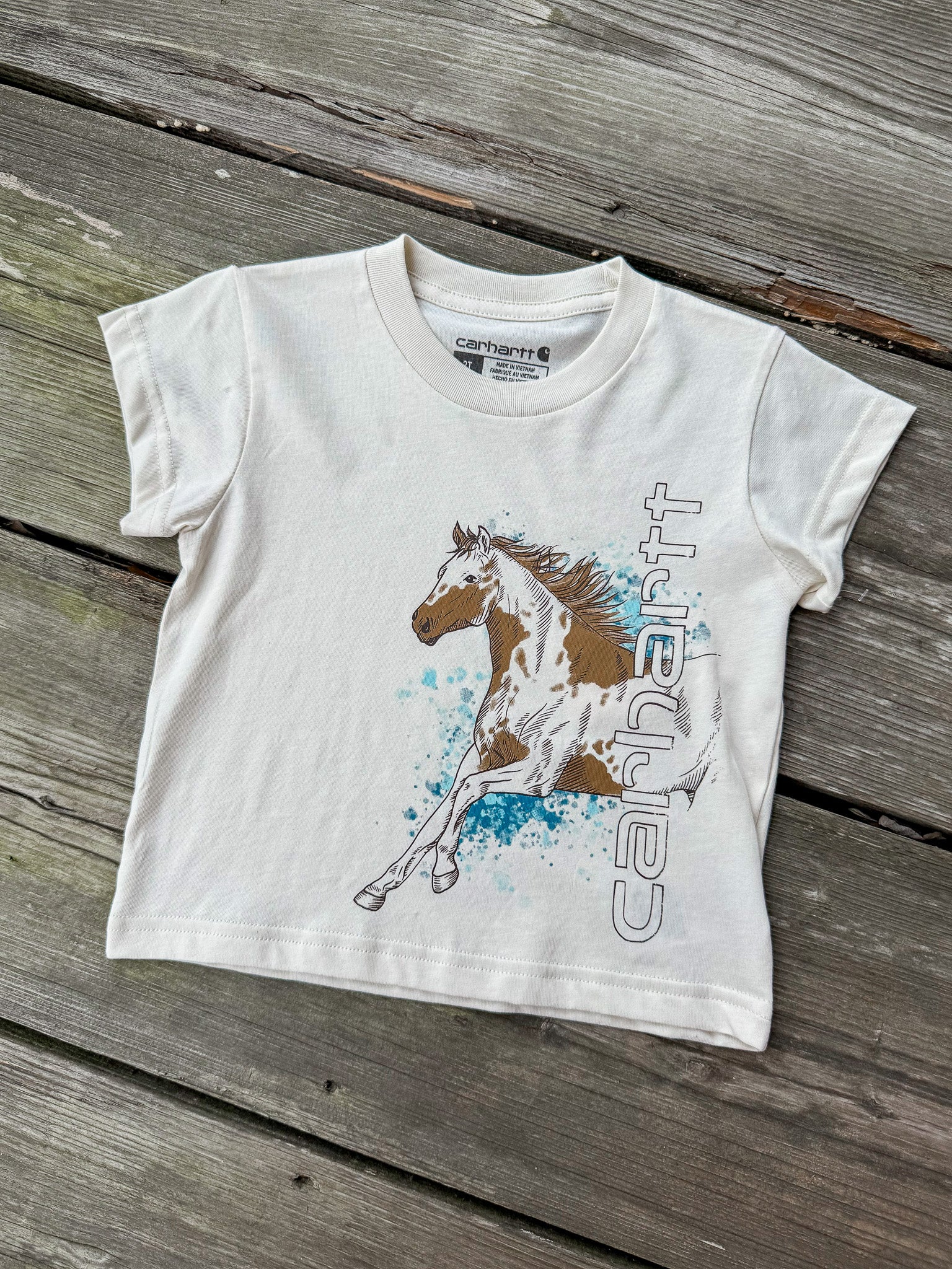 Toddler Carhartt Running Horse T-Shirt in Turtledove - Image 2