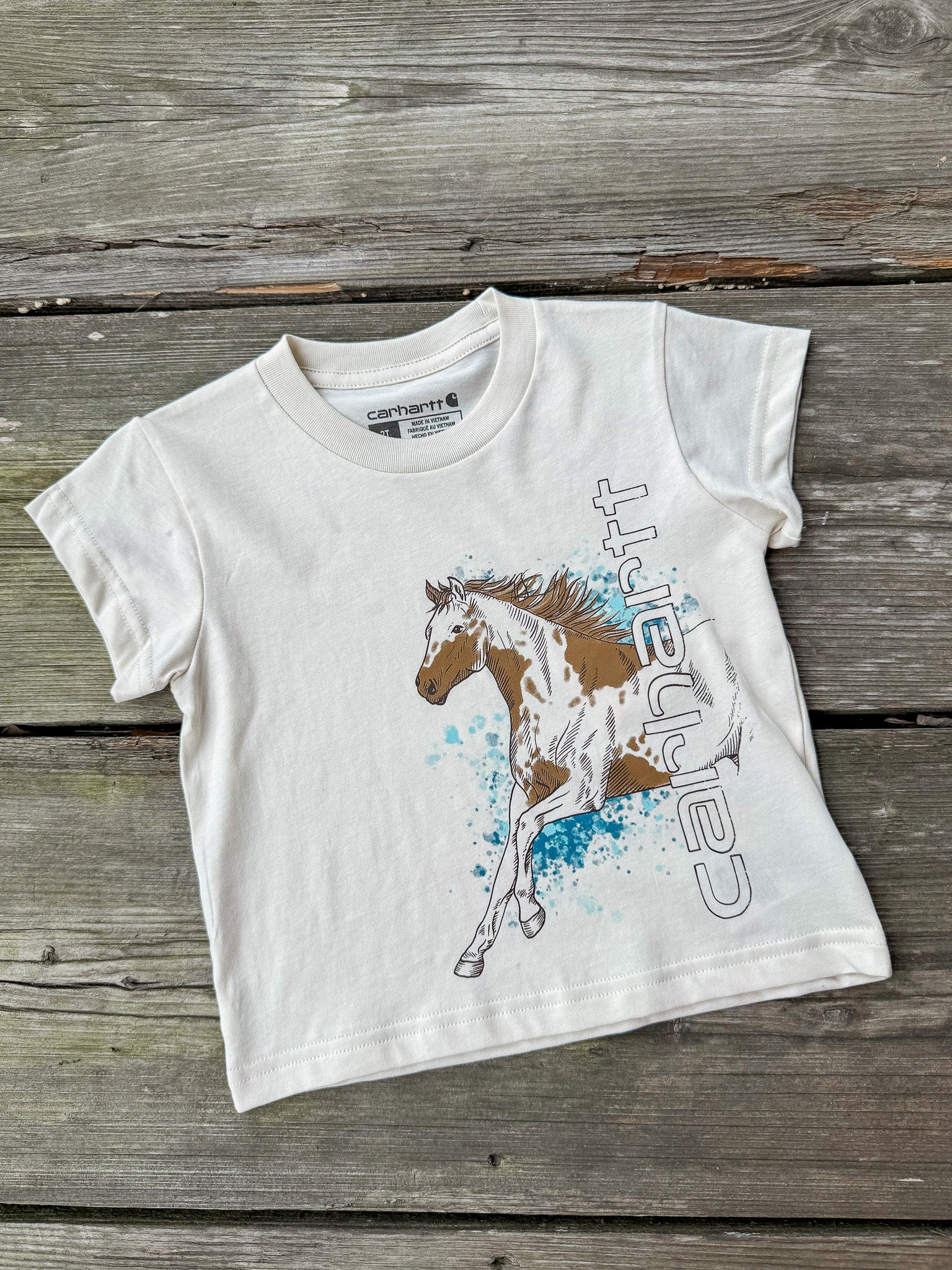 Toddler Carhartt Running Horse T-Shirt in Turtledove - Image 4