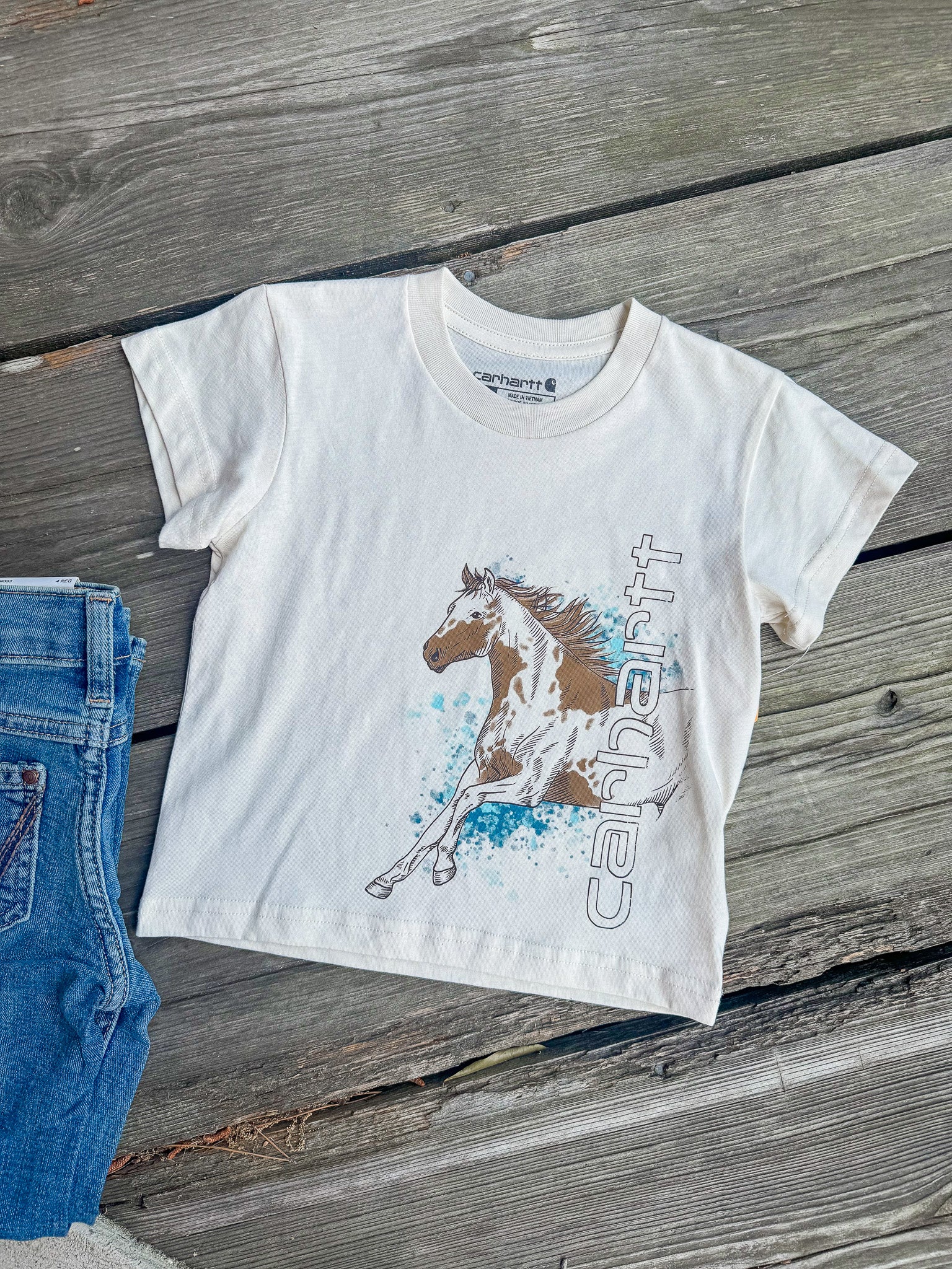 Toddler Carhartt Running Horse T-Shirt in Turtledove - Image 7