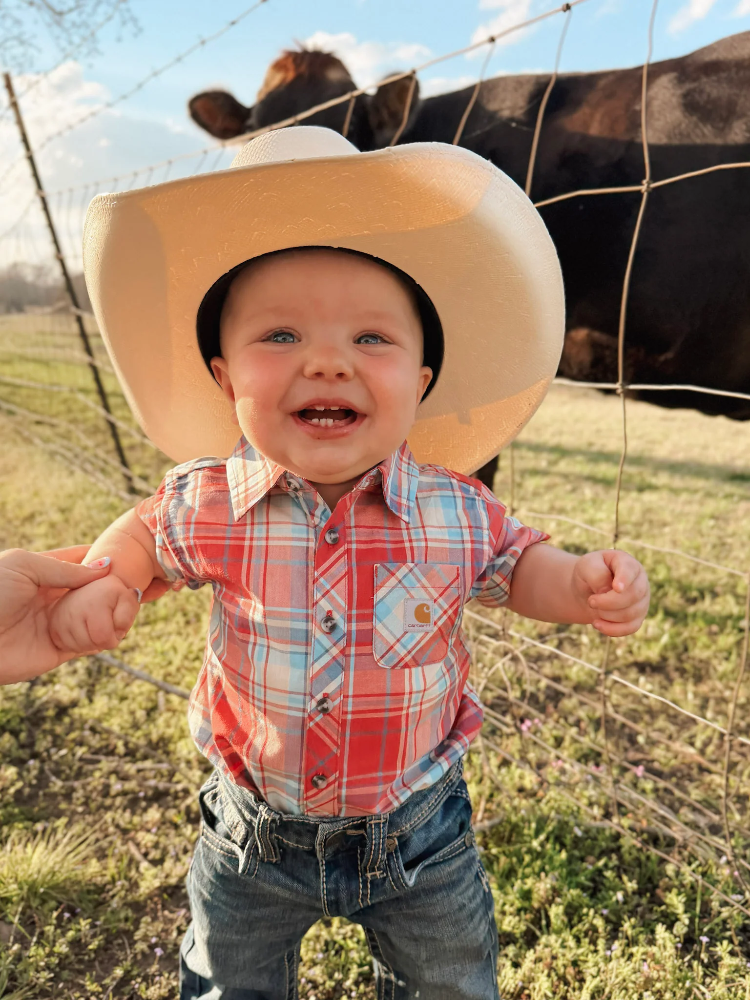 Carhartt Infant Woven Bodysuit in Red Plaid - Image 7