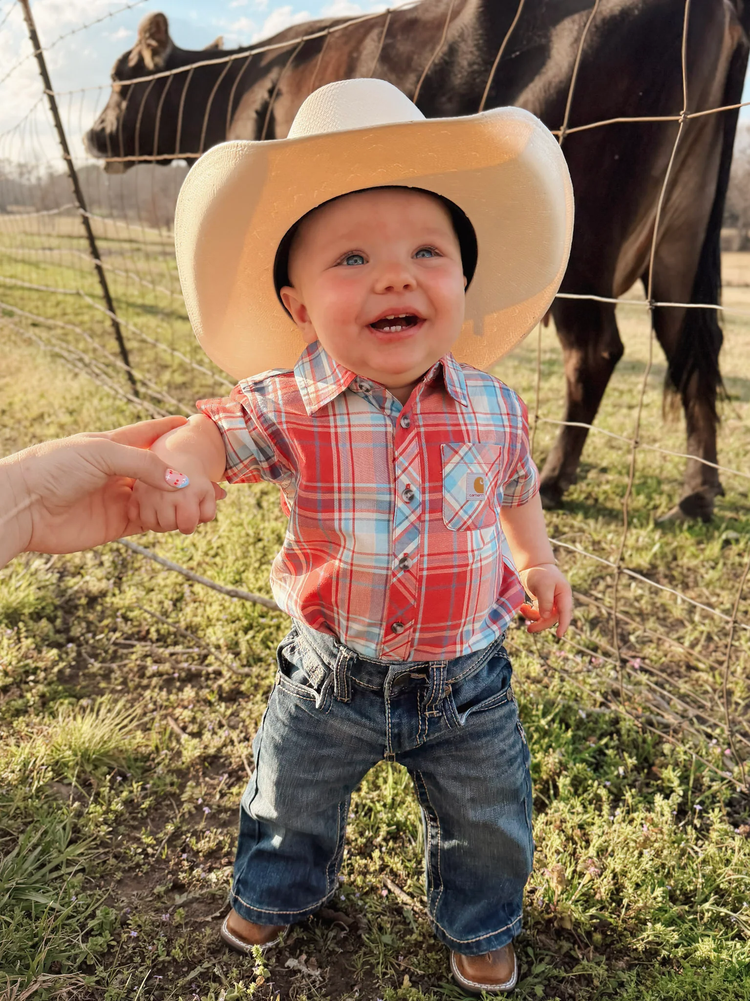 Carhartt Infant Woven Bodysuit in Red Plaid - Image 8