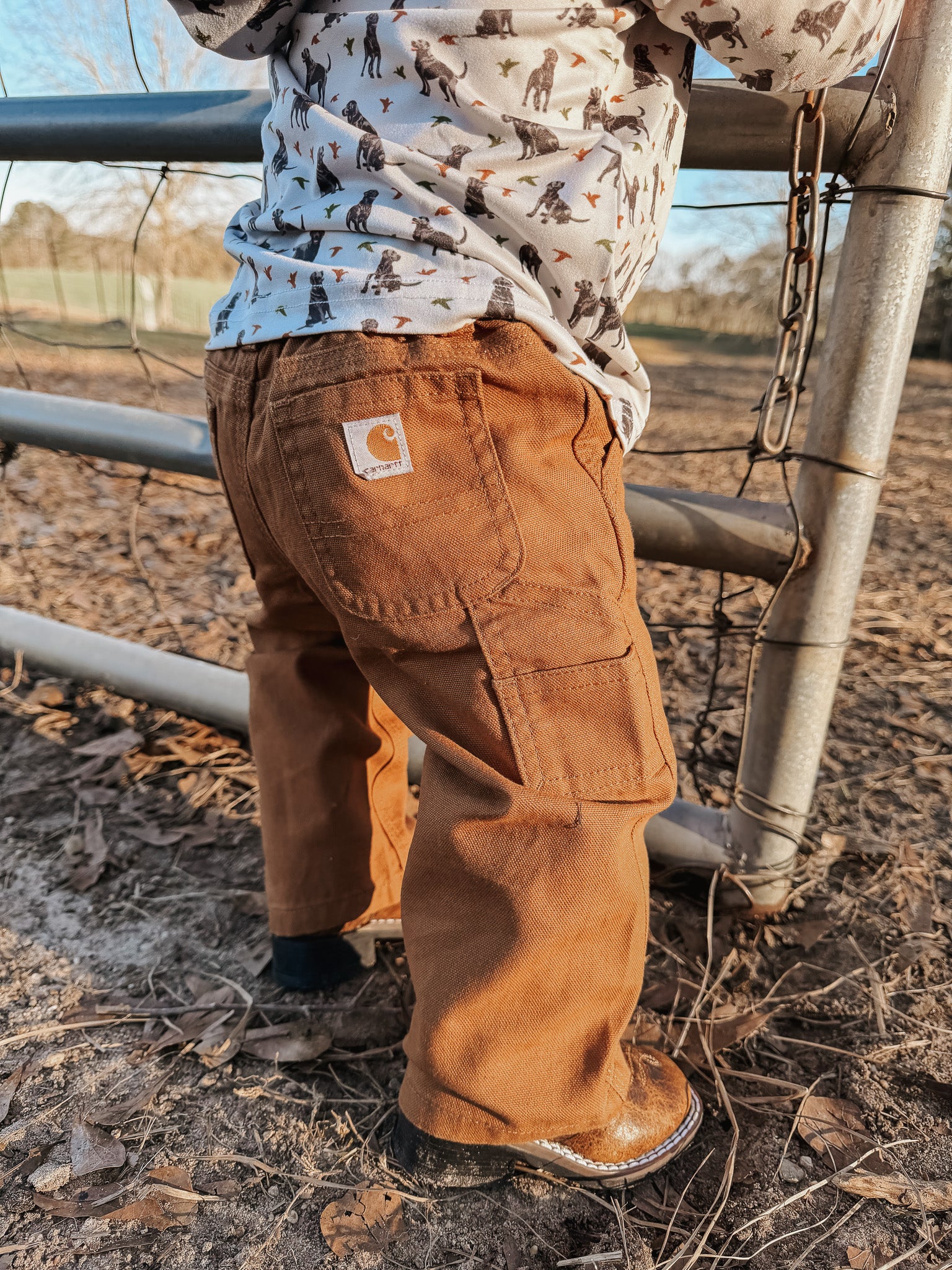 Carhartt Infant & Toddler Canvas Dungaree Pants in Carhartt Brown - Image 6
