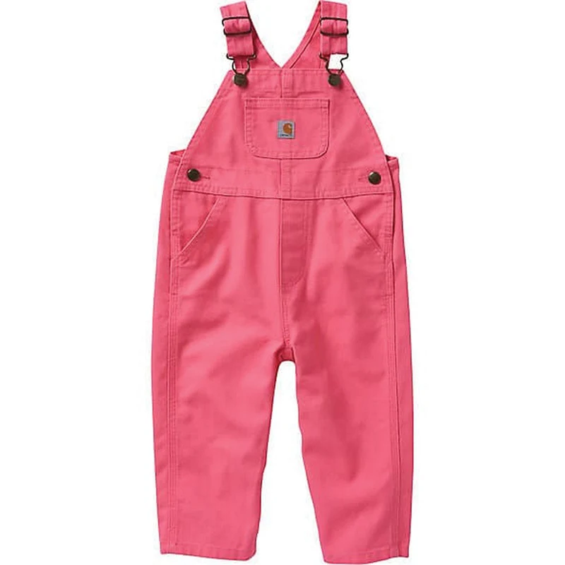 Carhartt Infant & Toddler Loose Fit Canvas Bib Overalls in Pink - Image 15