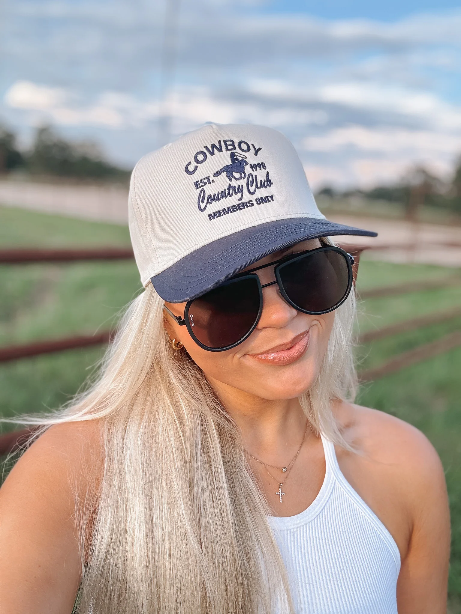 Cowboy Country Club Navy & Cream Trucker Hat - Image 4