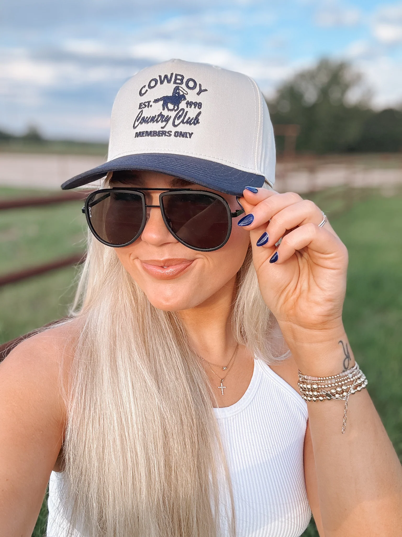 Cowboy Country Club Navy & Cream Trucker Hat - Image 5