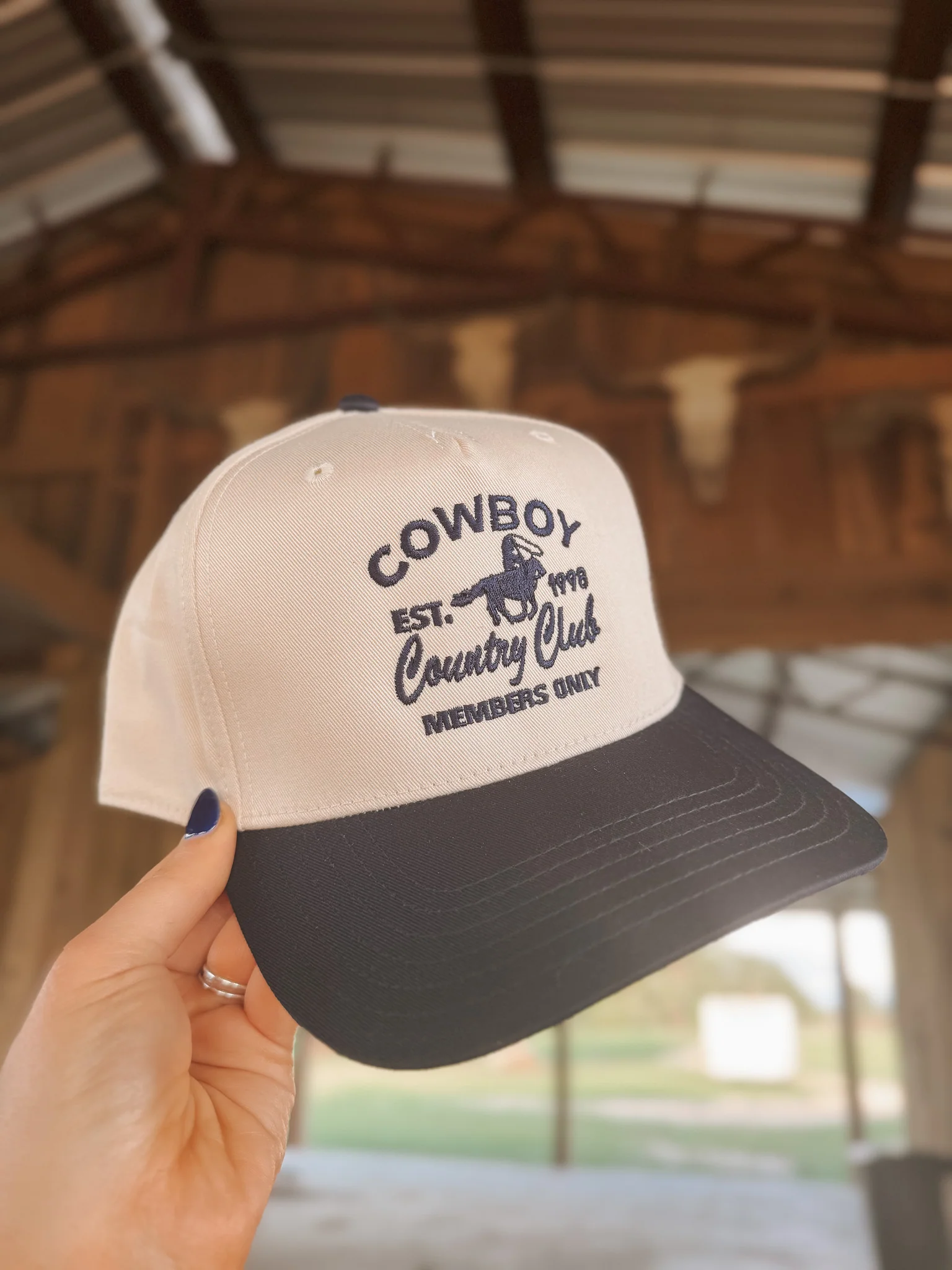 Cowboy Country Club Navy & Cream Trucker Hat - Image 8