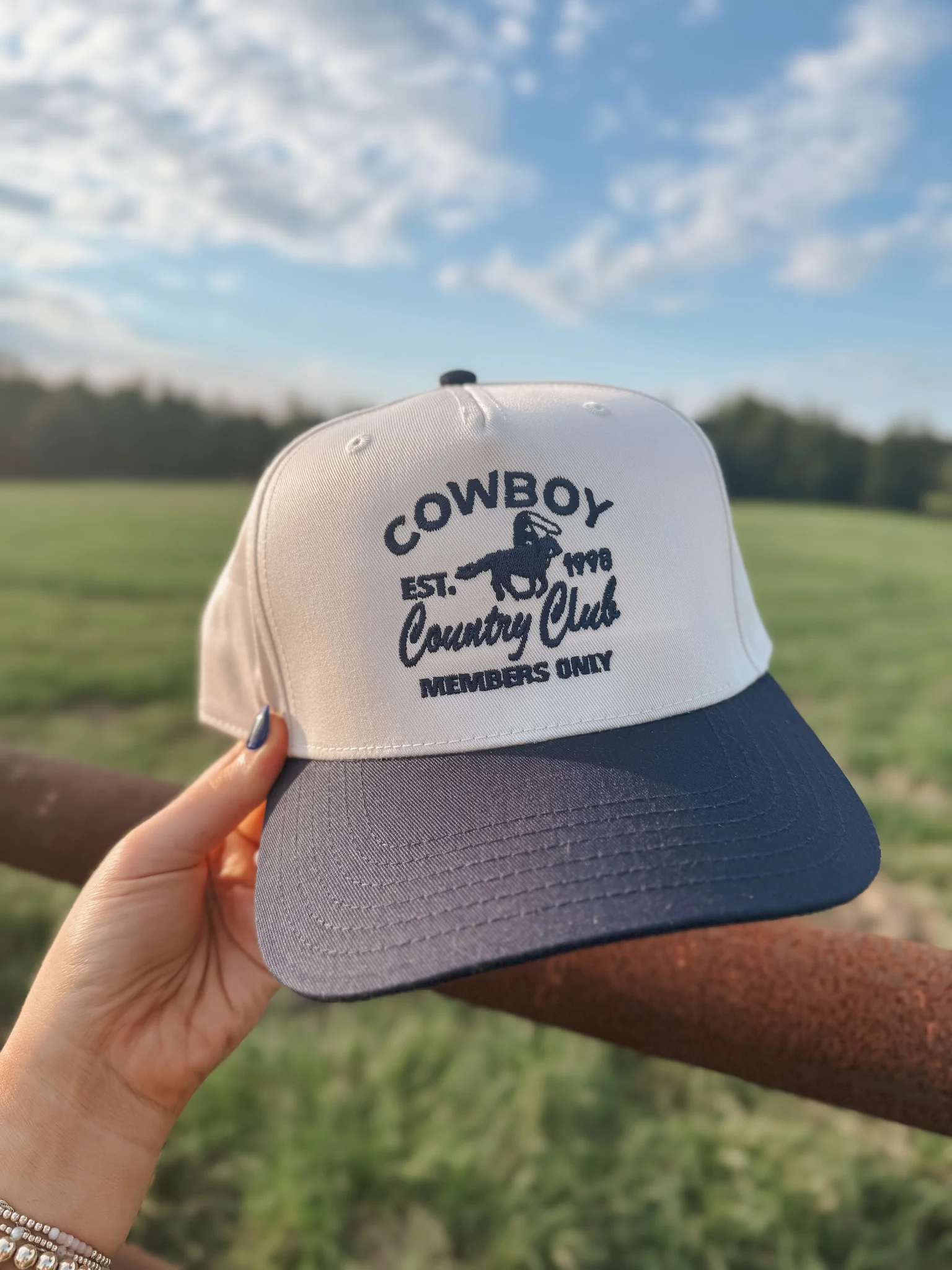 Cowboy Country Club Navy & Cream Trucker Hat - Image 9