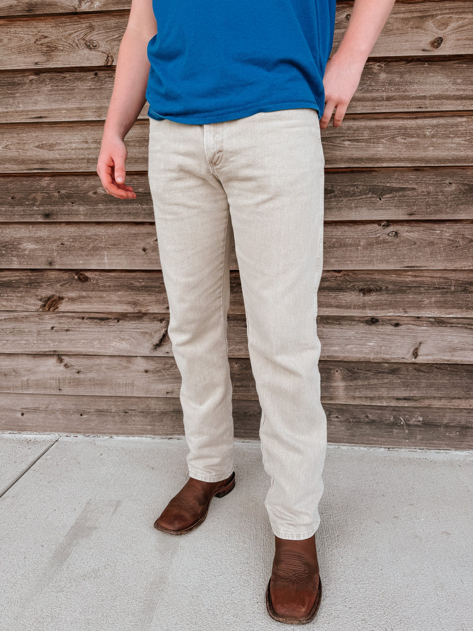 WRANGLER COWBOY CUT ORIGINAL FIT JEAN IN PREWASHED TAN - Image 9