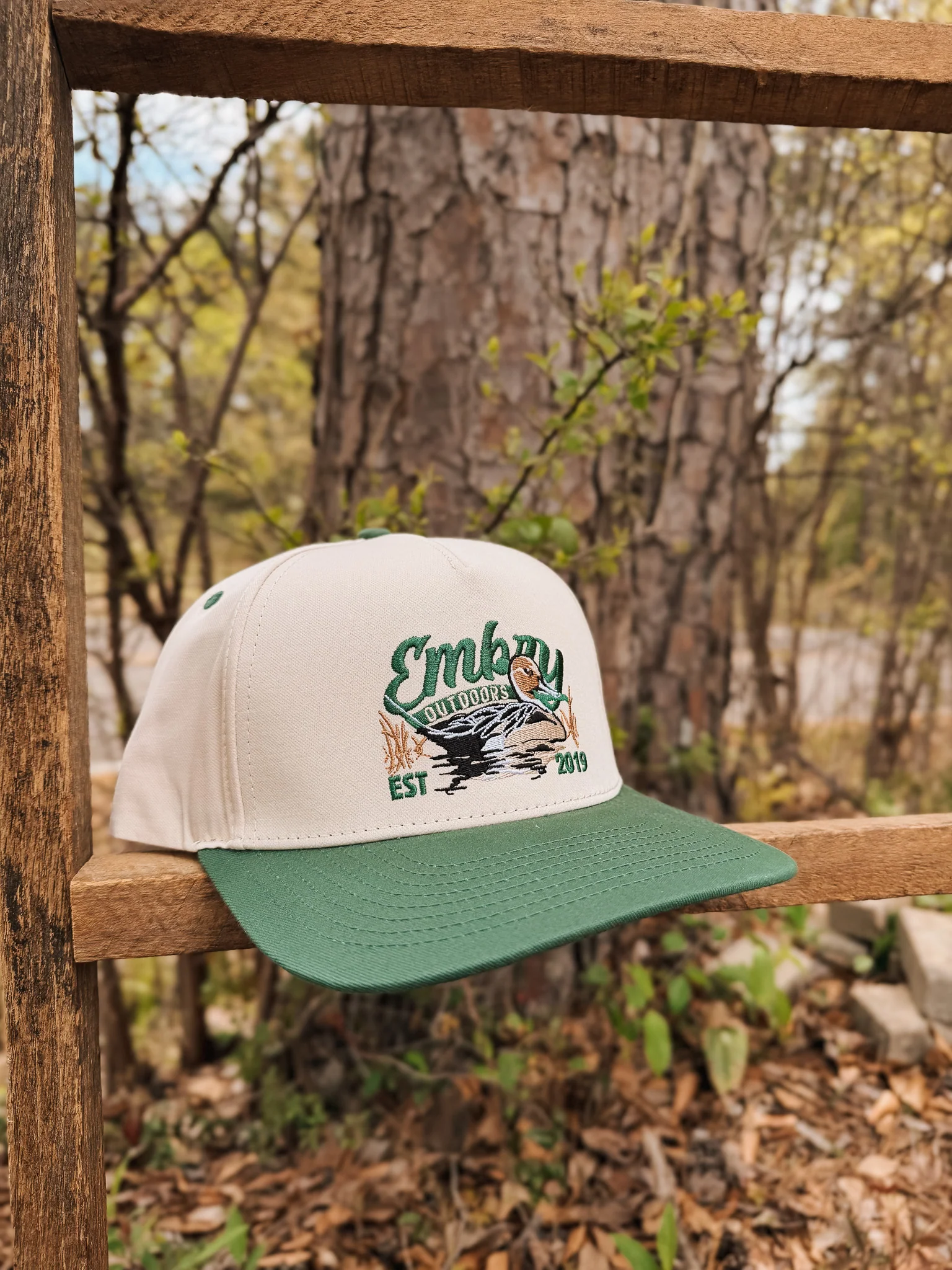 Embry Outdoor 'Sprig' Trucker Hat - Cream/Green - Image 2