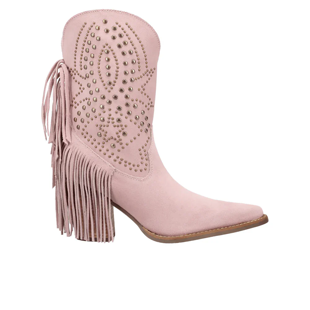 Dingo Star Power Suede Leather Booties in Pink - Image 14