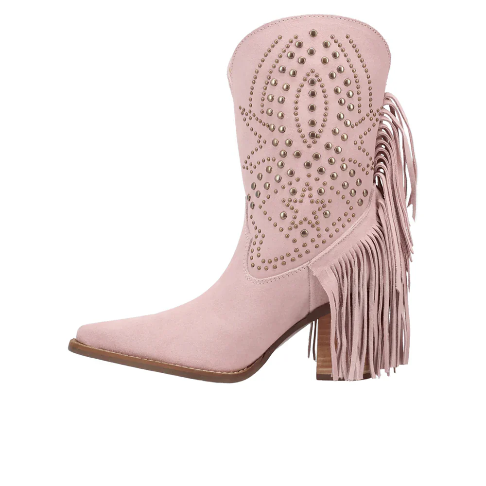 Dingo Star Power Suede Leather Booties in Pink - Image 15