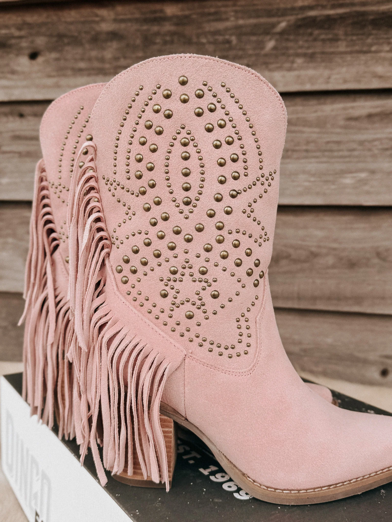 Dingo Star Power Suede Leather Booties in Pink - Image 4