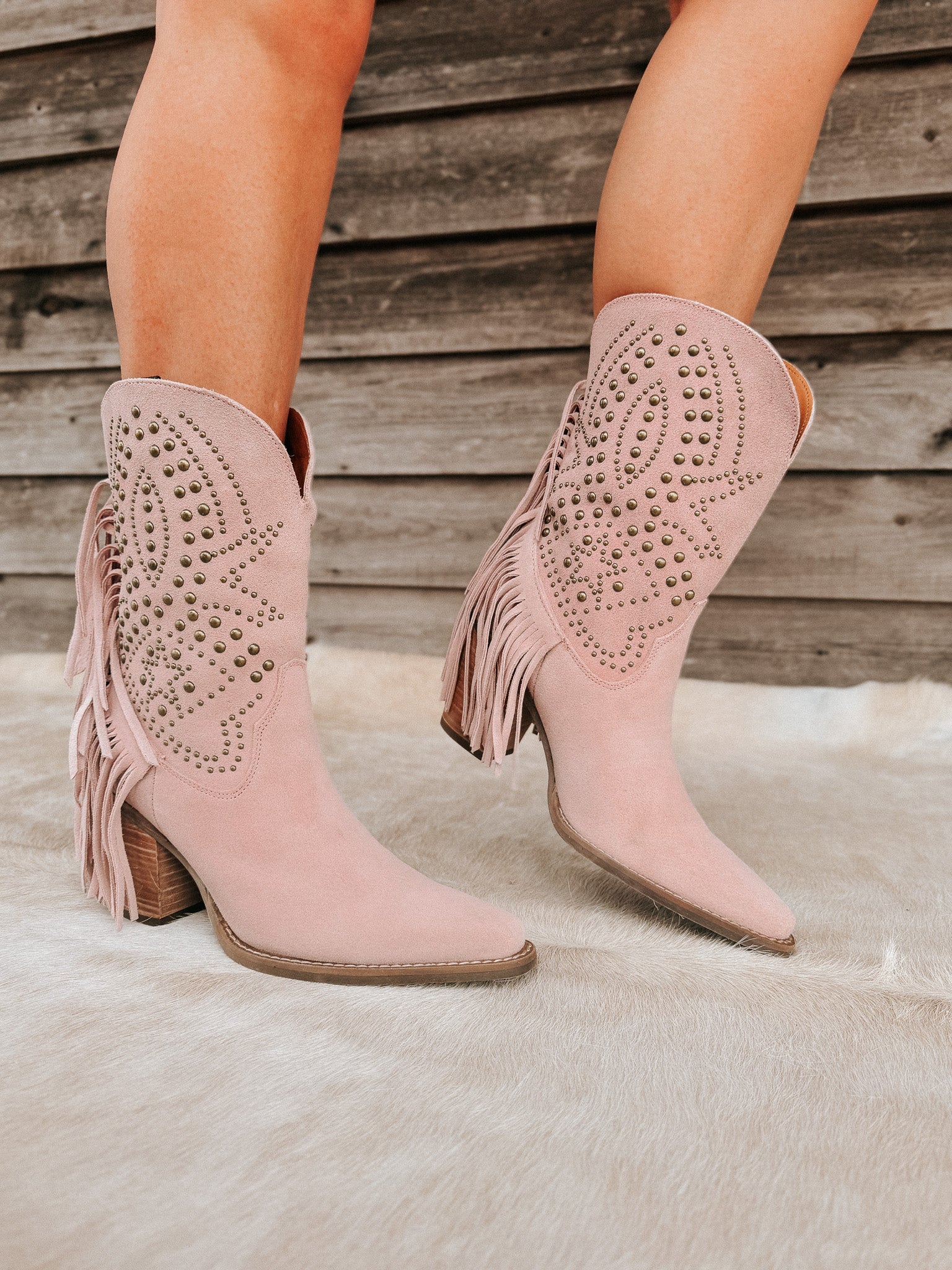 Dingo Star Power Suede Leather Booties in Pink - Image 7