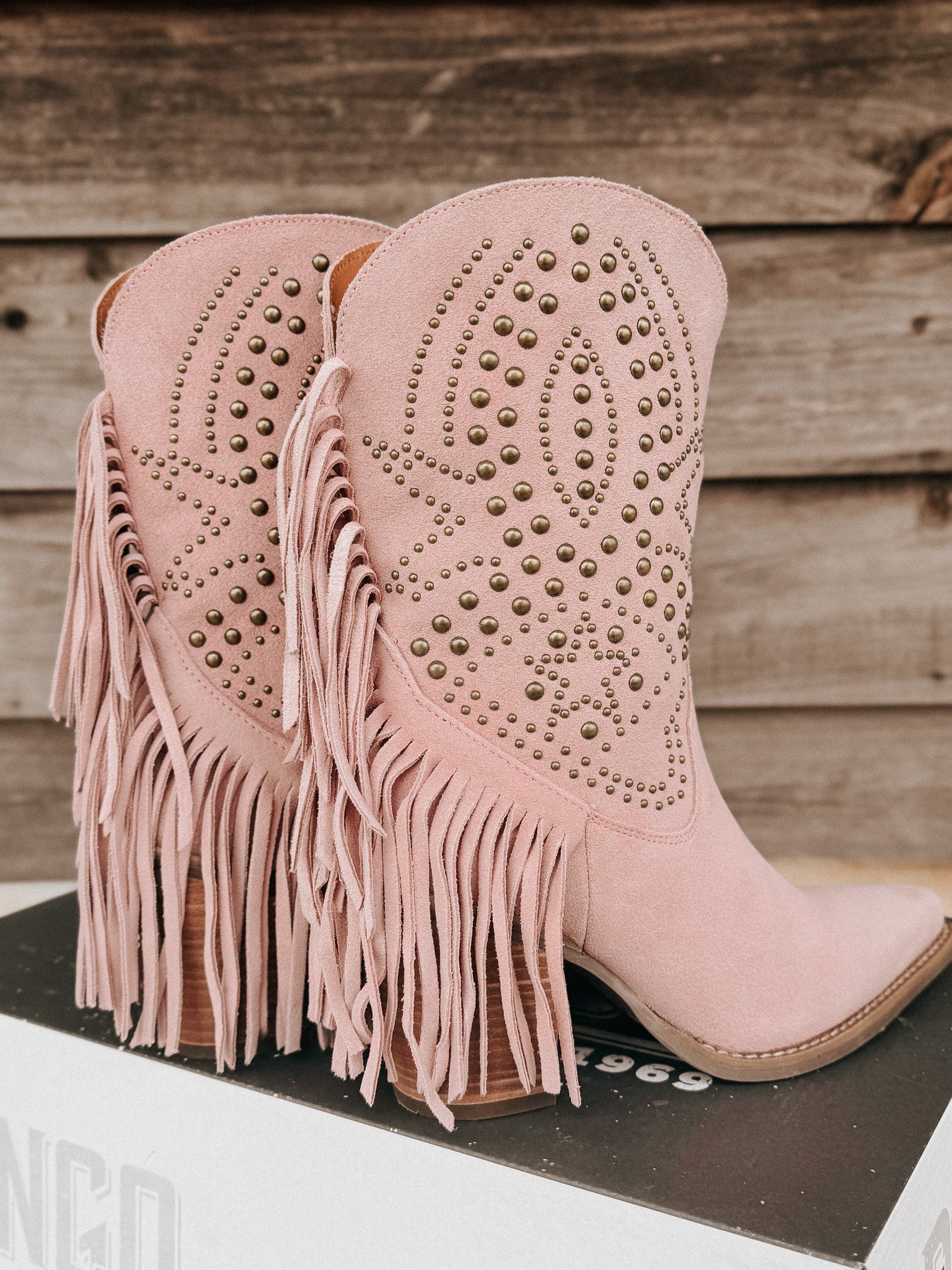 Dingo Star Power Suede Leather Booties in Pink - Image 9