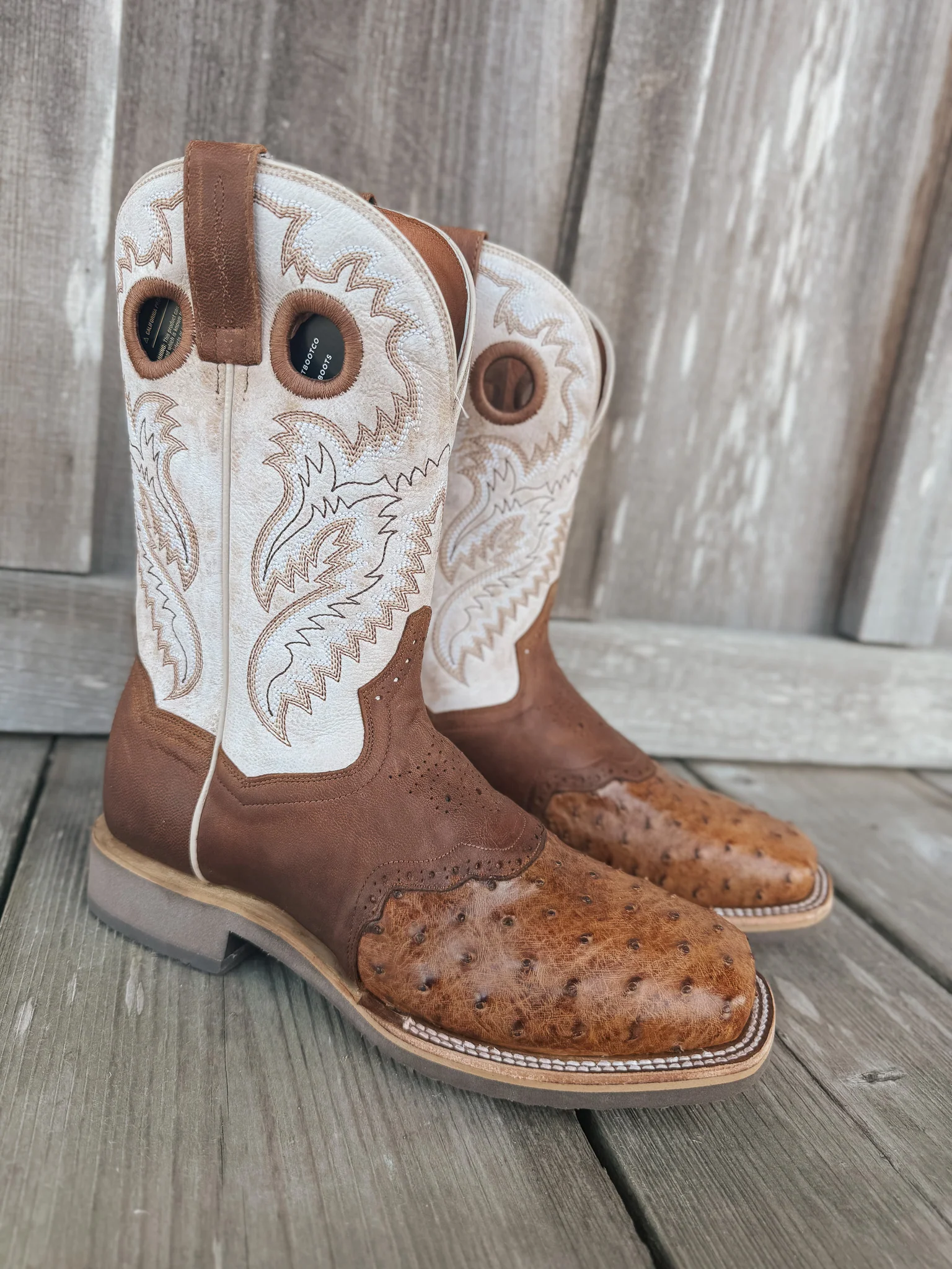 Men's Dan Post Martel Ostrich Square Toe Cowboy Boots - Image 3