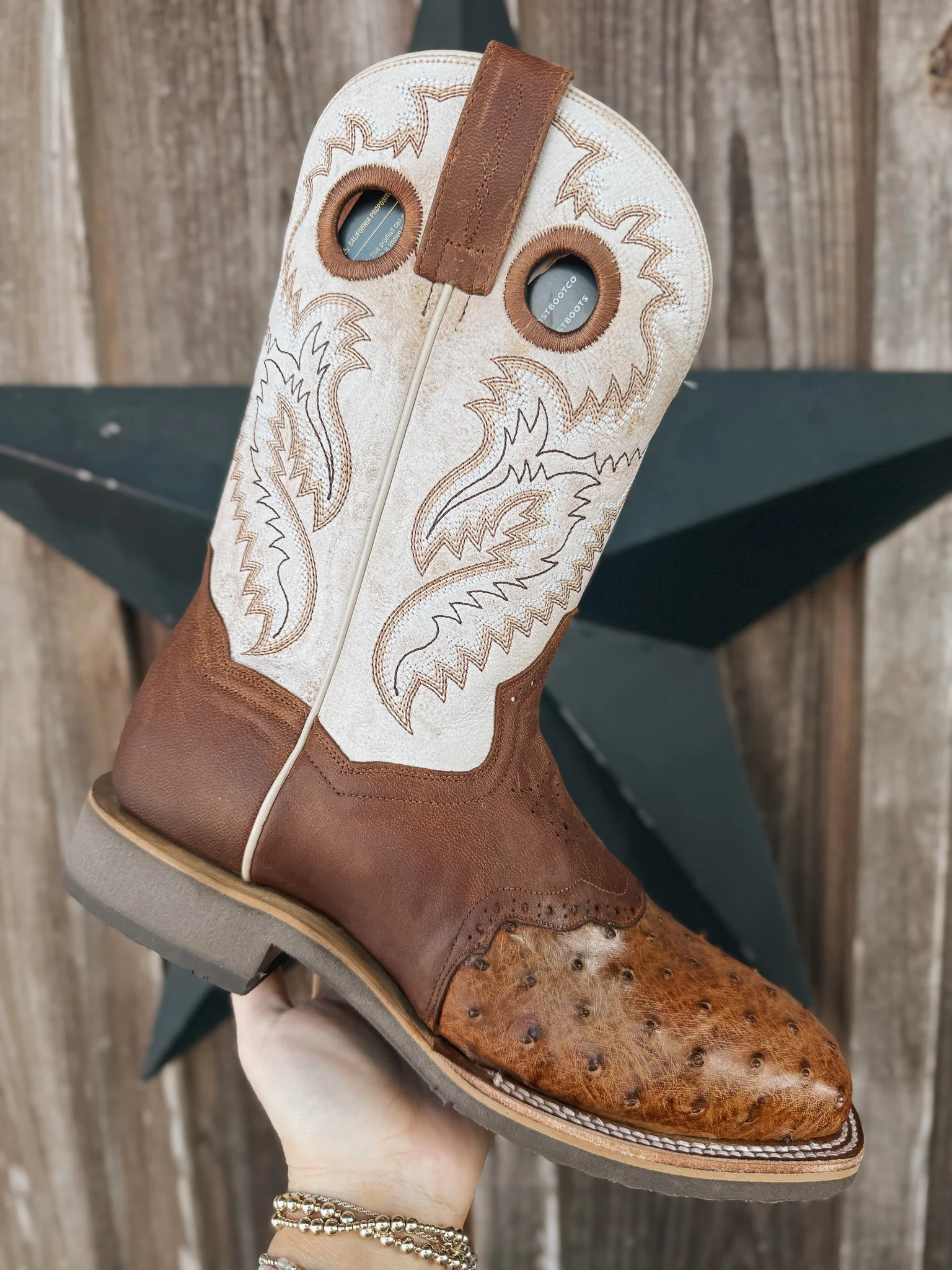 Men's Dan Post Martel Ostrich Square Toe Cowboy Boots - Image 5