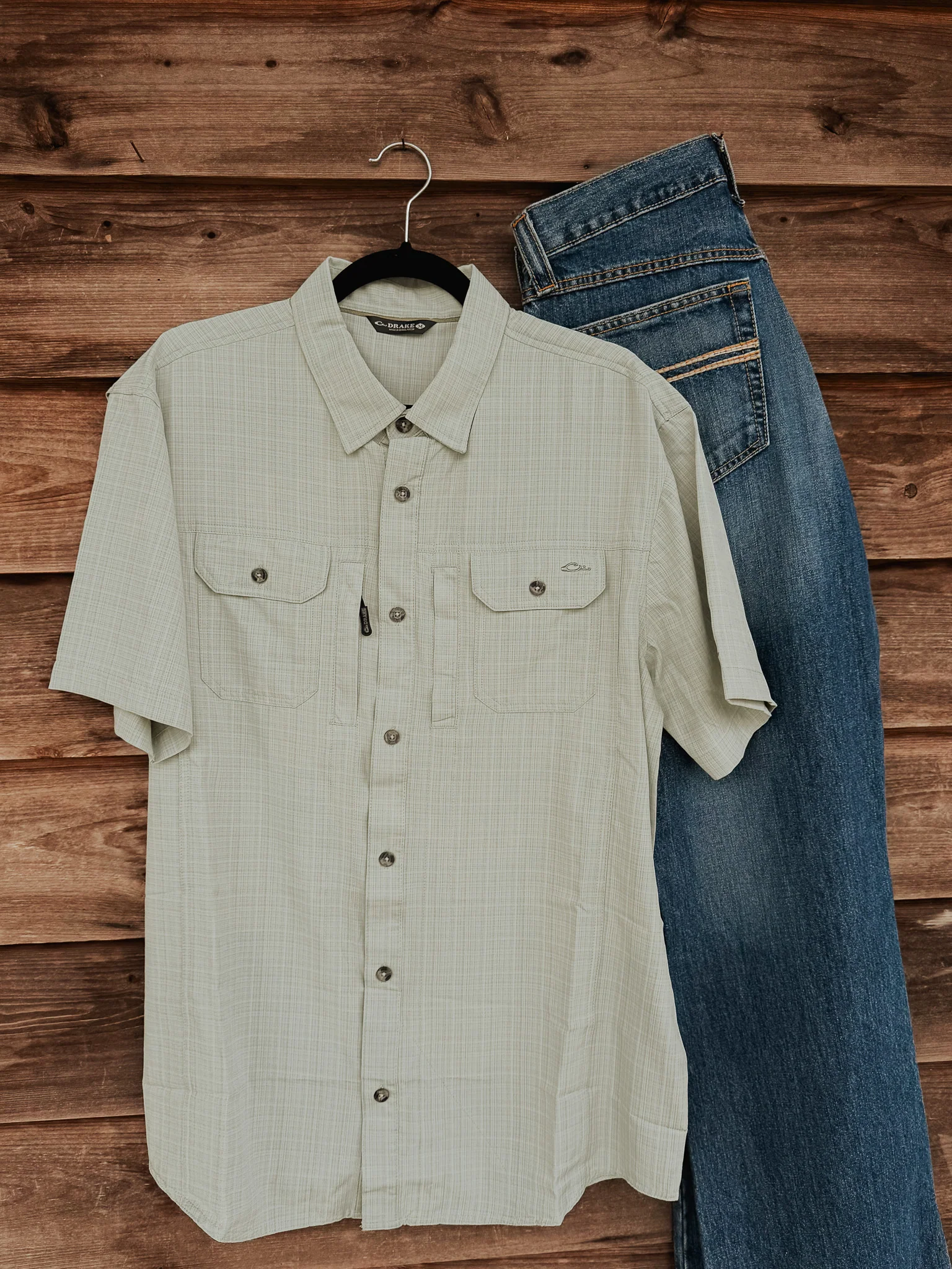 Drake Men's Wingshooter Trey Cross Hatch Short Sleeve Shirt