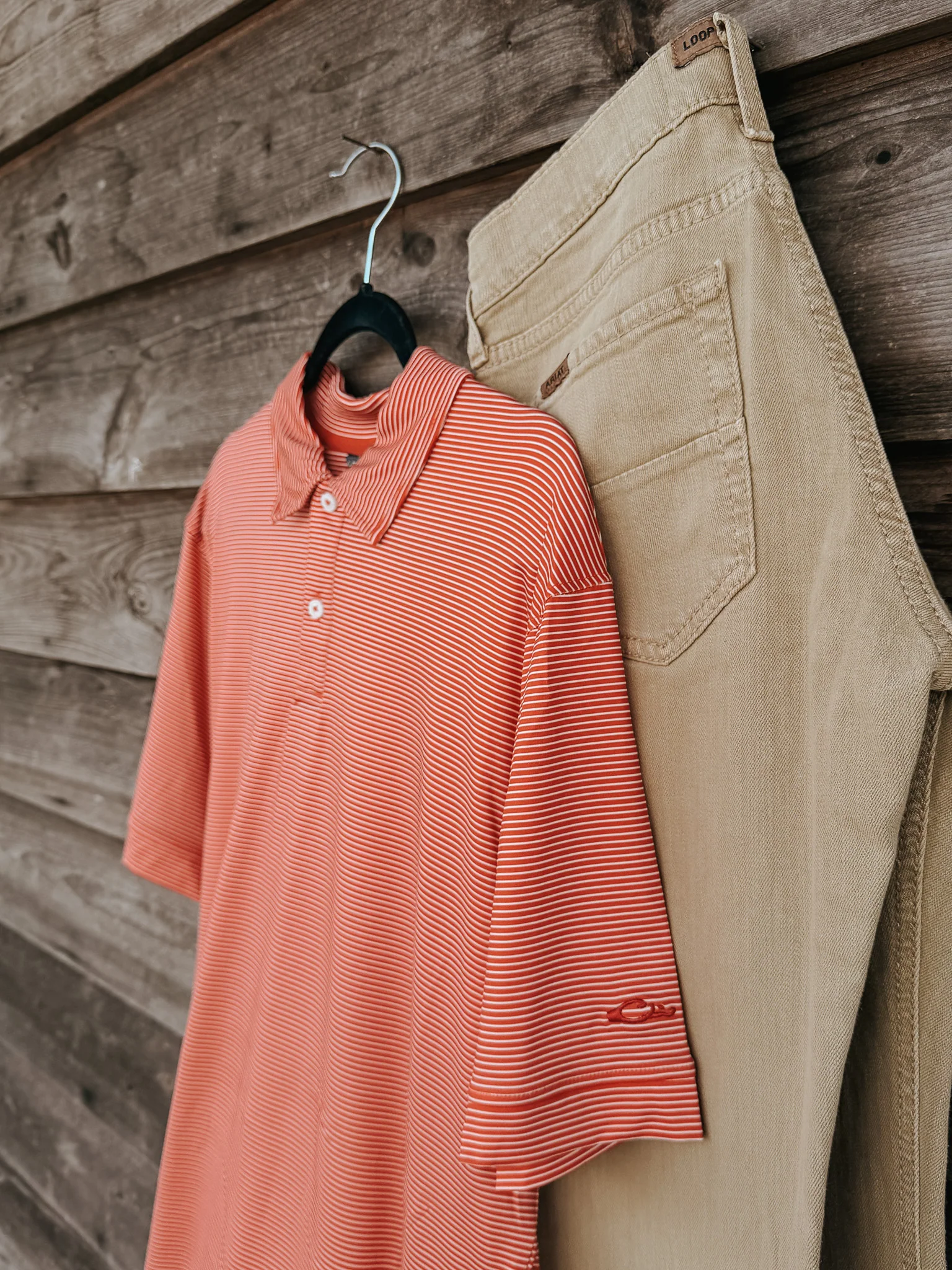 Men's Drake Performance Chalk Striped Polo in Baked Apple - Image 5