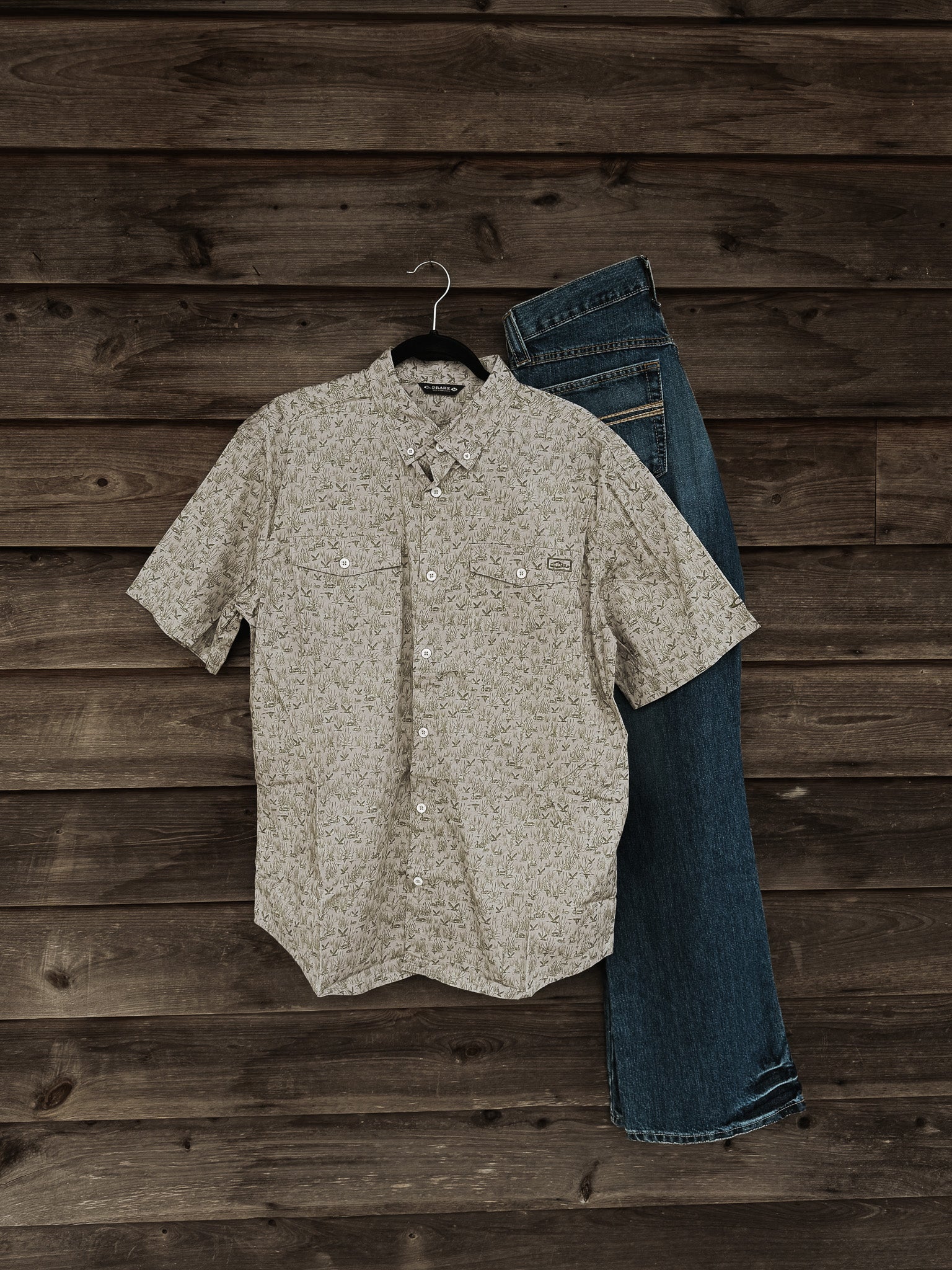 Drake Men's Cotton Marsh Print Short Sleeve Shirt