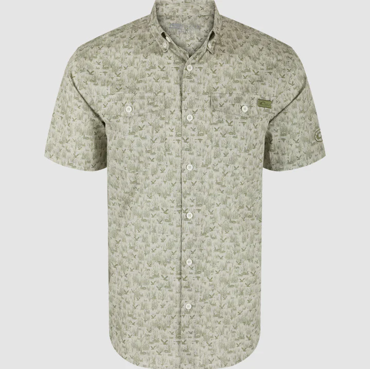 Drake Men's Cotton Marsh Print Short Sleeve Shirt - Image 2