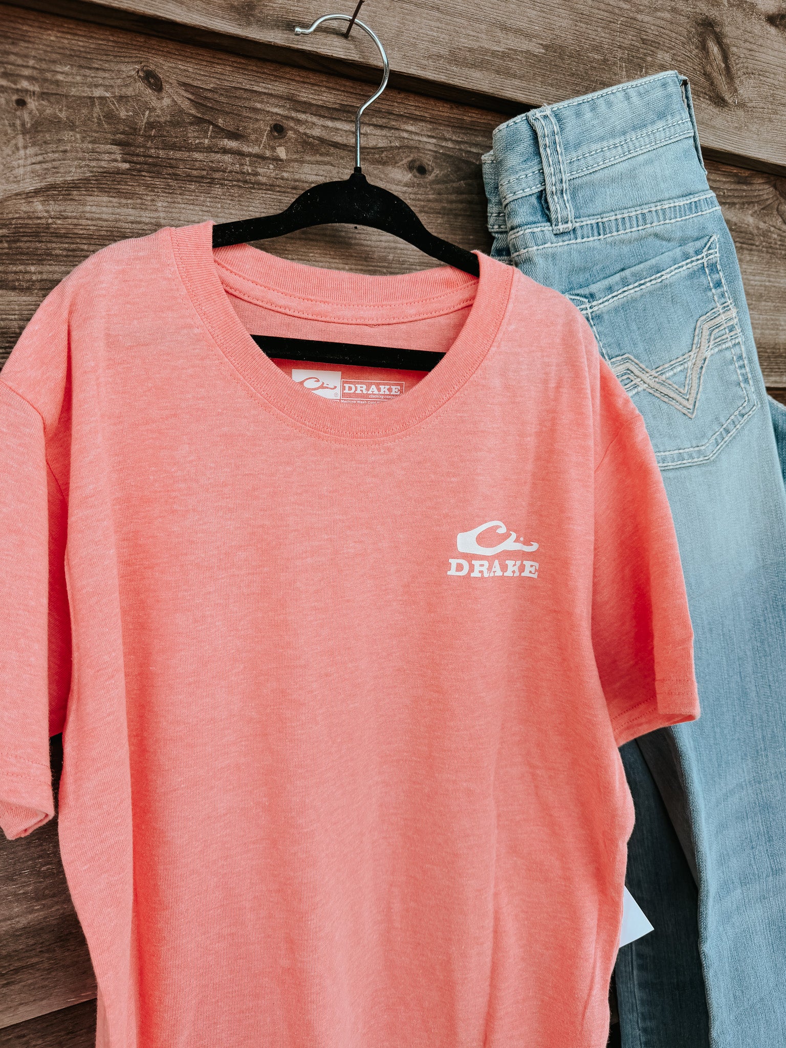 Drake Youth Bow Tie Duck T-Shirt in Peach - Image 4