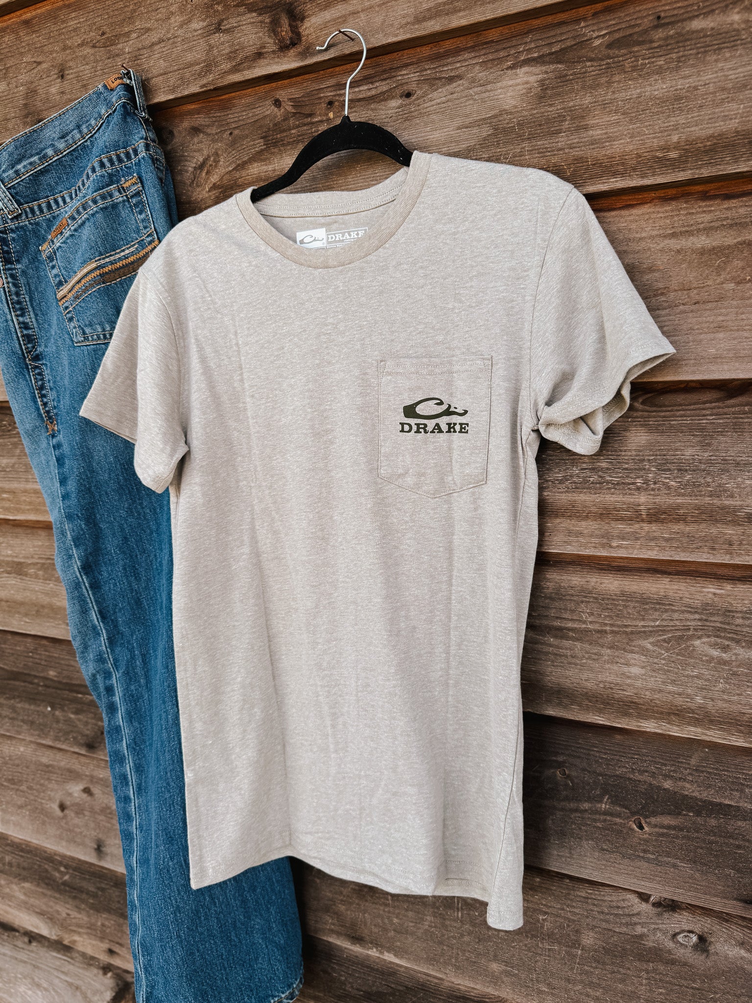 Men's Drake Old School Lab T-Shirt in Fossil Heather - Image 6