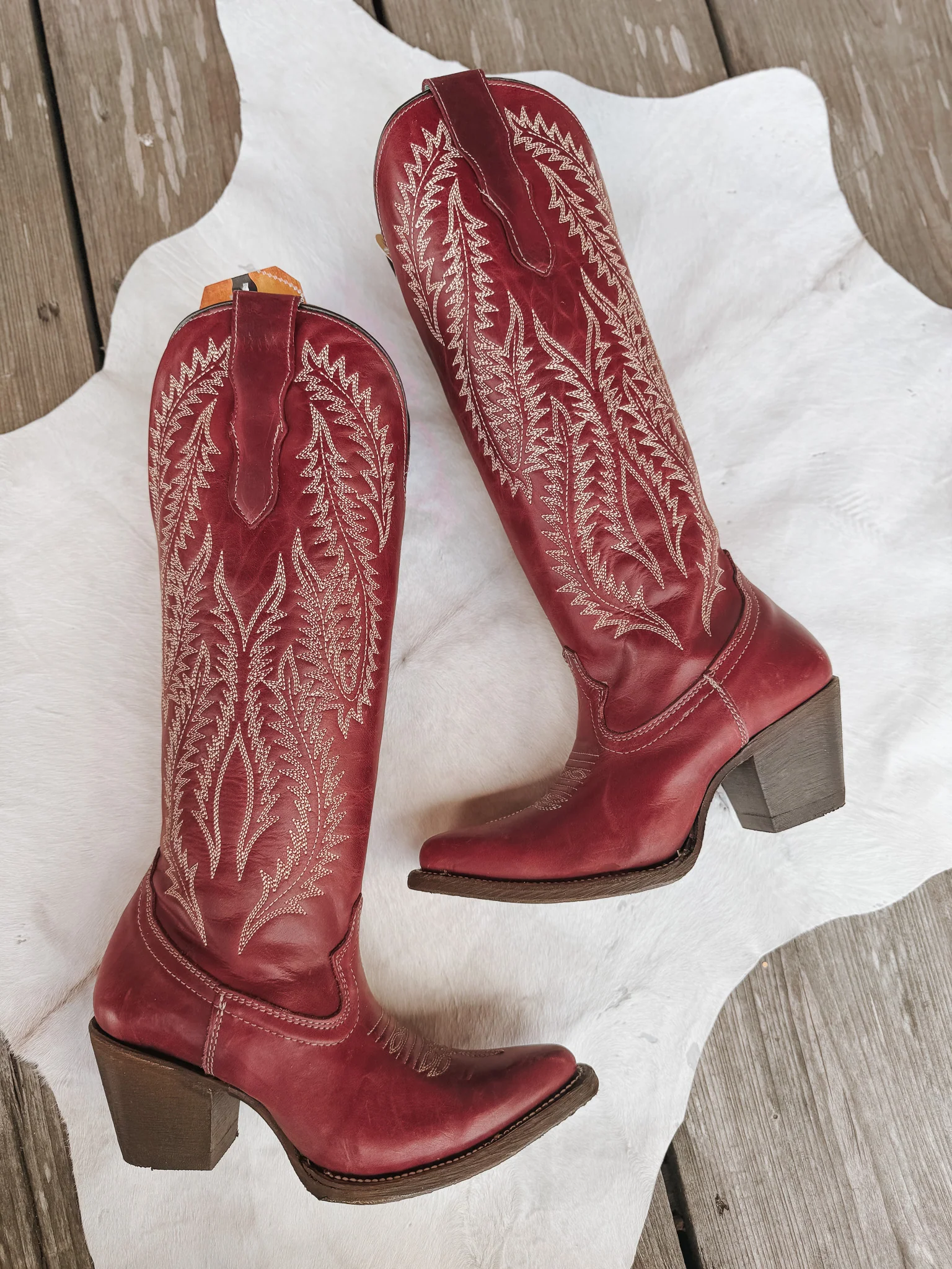 Women's Corral Embroidery Red Tall Top Snip Toe Boot - Image 13