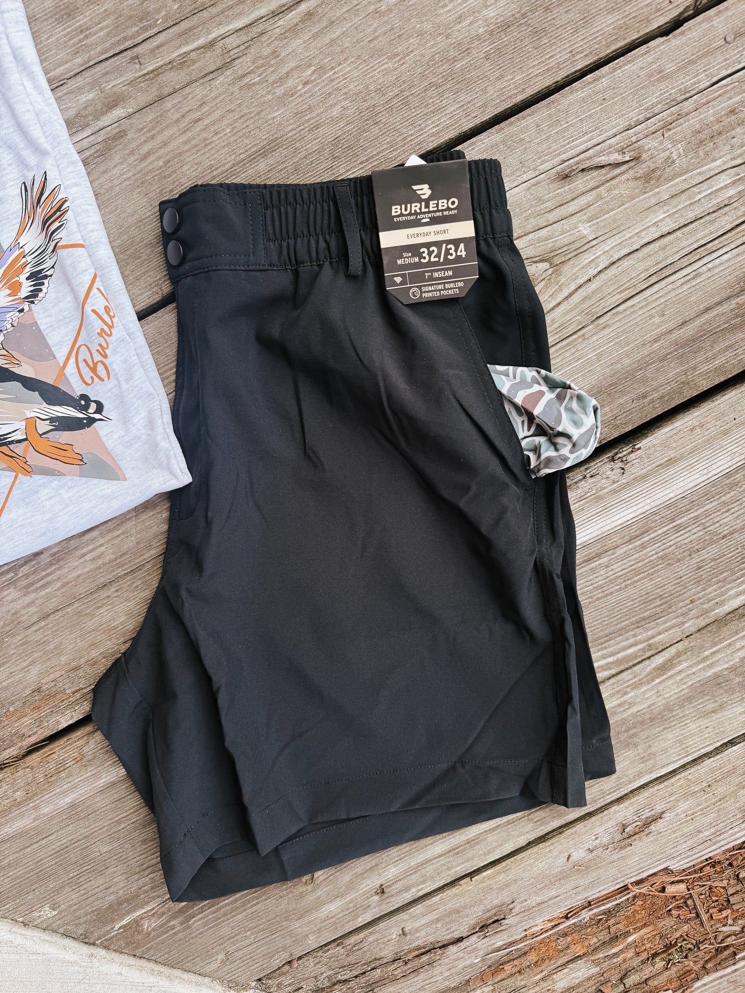 Men's Burlebo 7" Everyday Short - Matte Black - Retro Duck Camo Pocket - Image 9