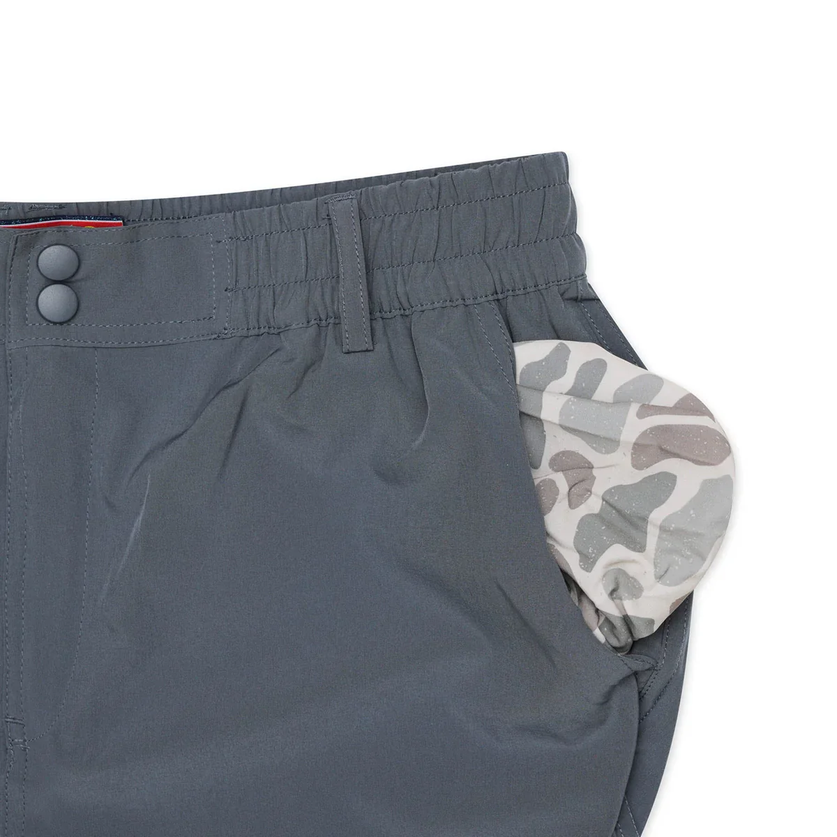 Men's Burlebo 7" Everyday Short - River Rock Grey - Classic Deer Camo Pocket - Image 5